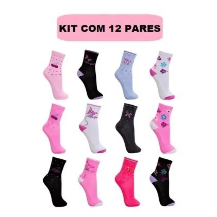 kit12pares meias feminina canologo 34ao40