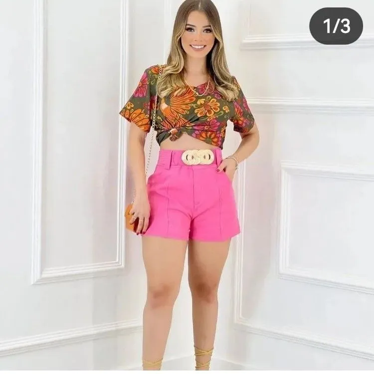 Shorts com cinto alfaiataria