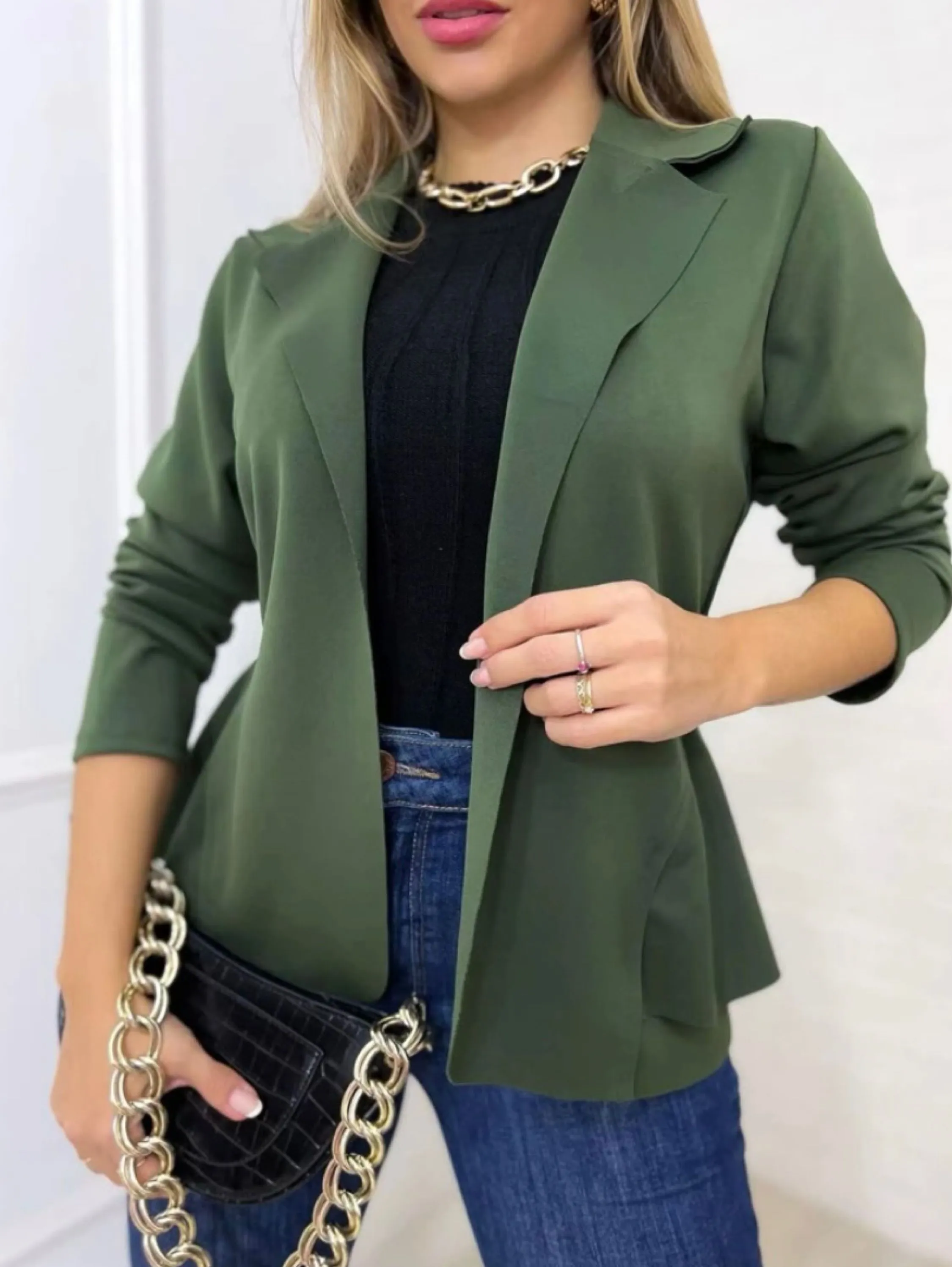 Blazer Com Babado Ém Tecido Neopreme