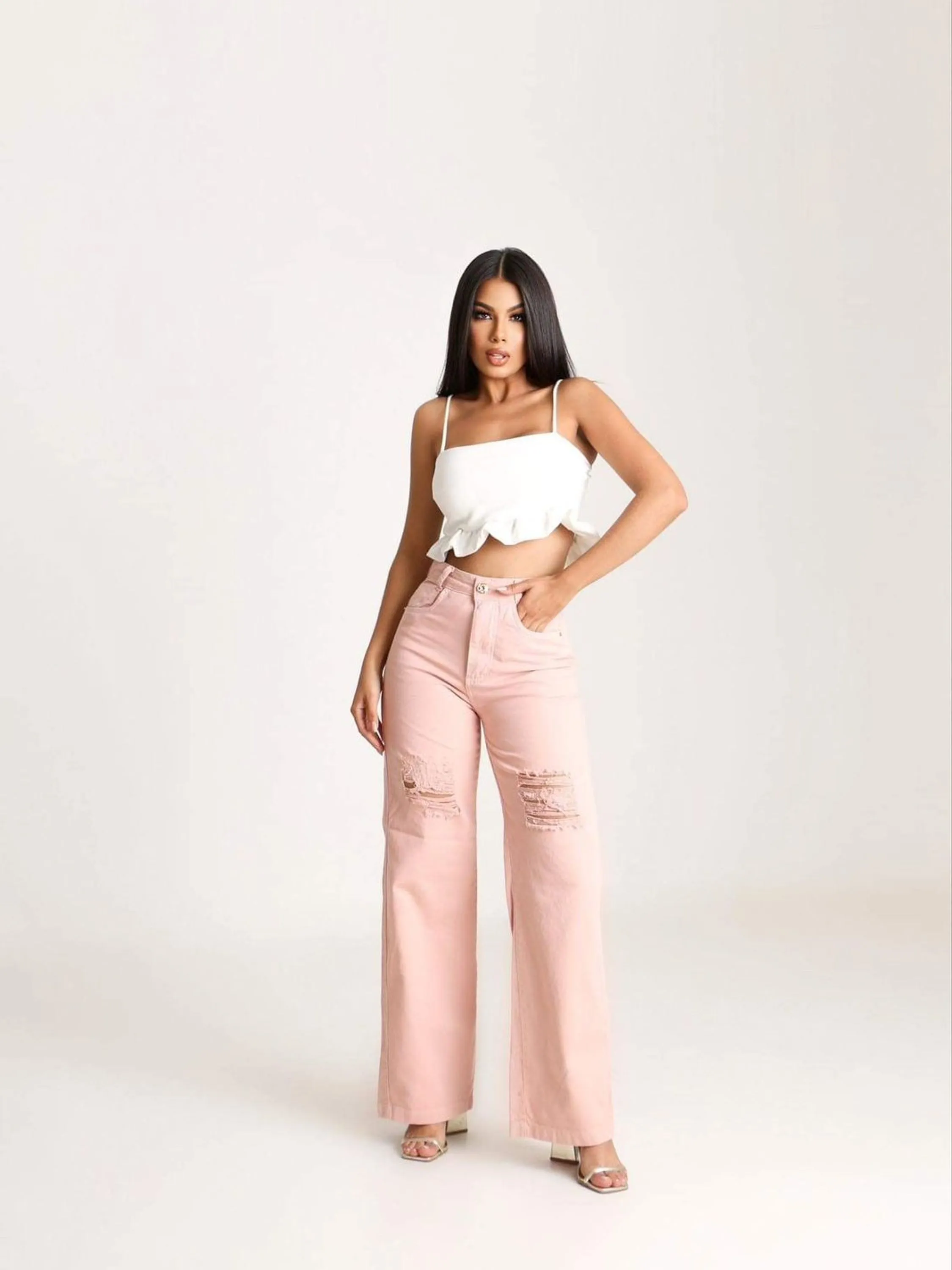 Wide leg rosa premuim