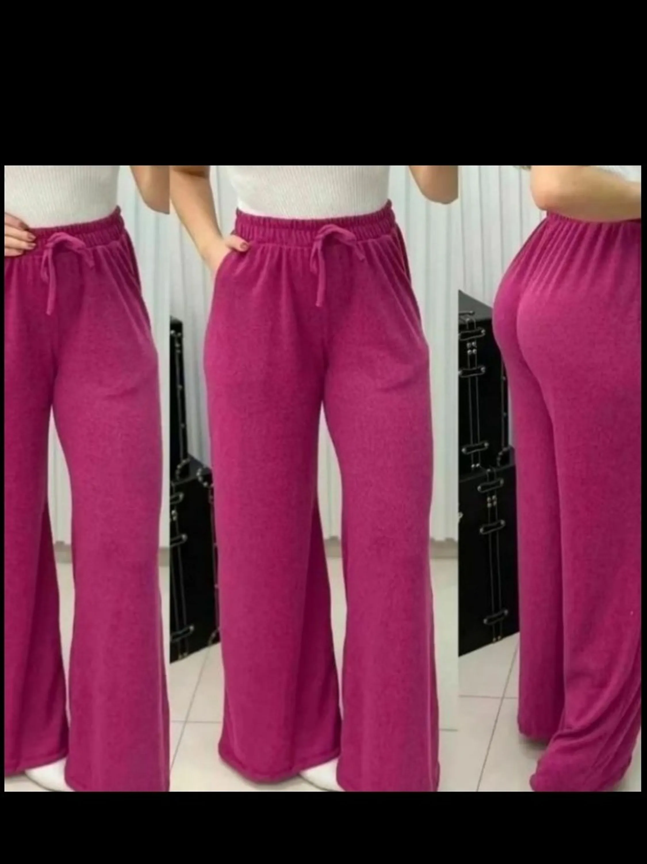 Calça Pantalona lãzinha com bolso