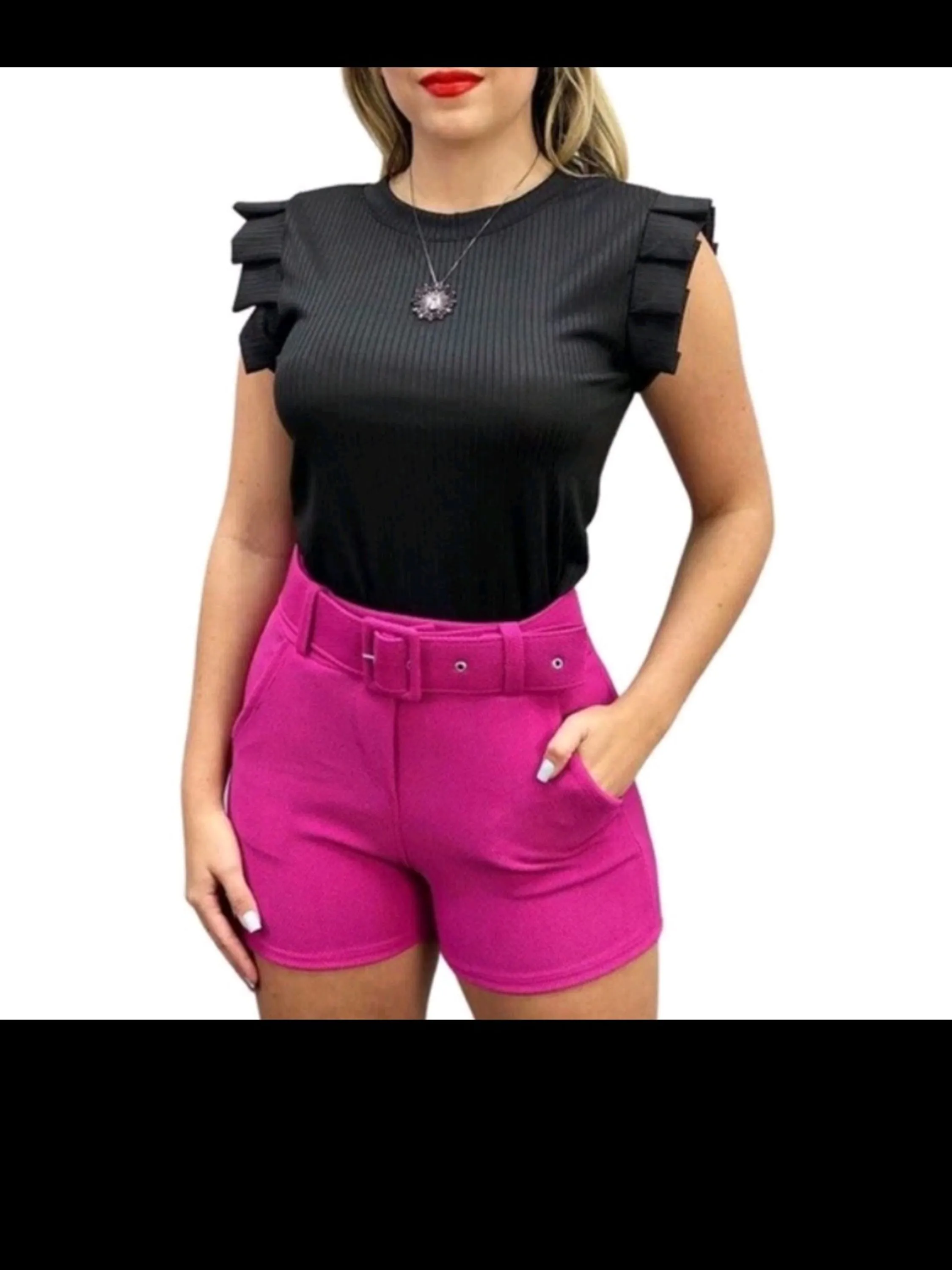 Promoção blusa canelada babado somente cor branca