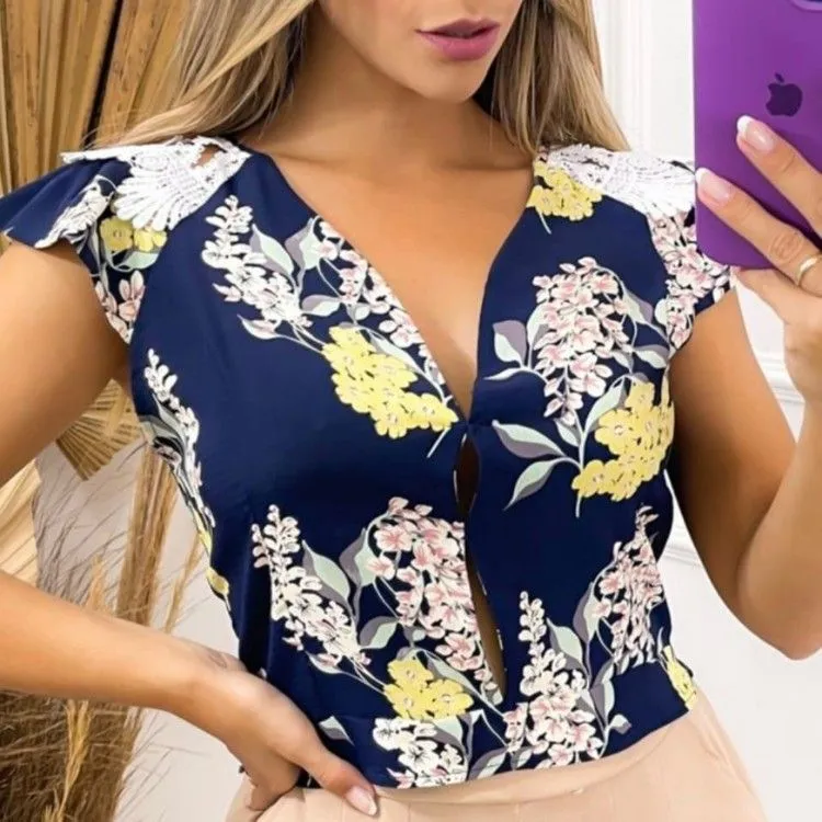 Blusa crepe com estampa floral fy-k015