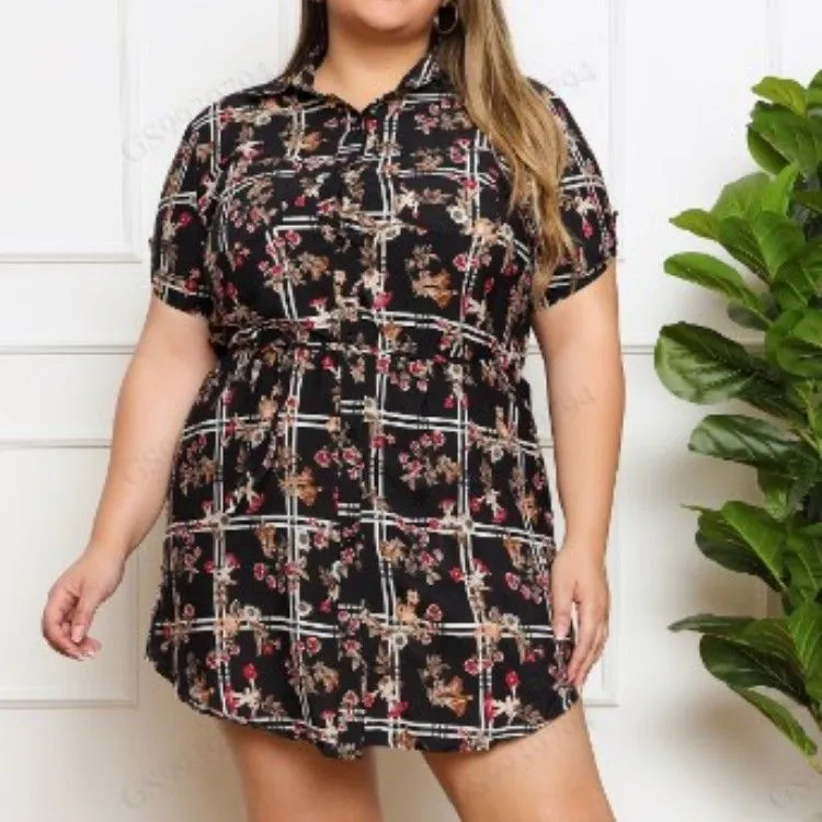 Vestido curto plus size estampada SE09