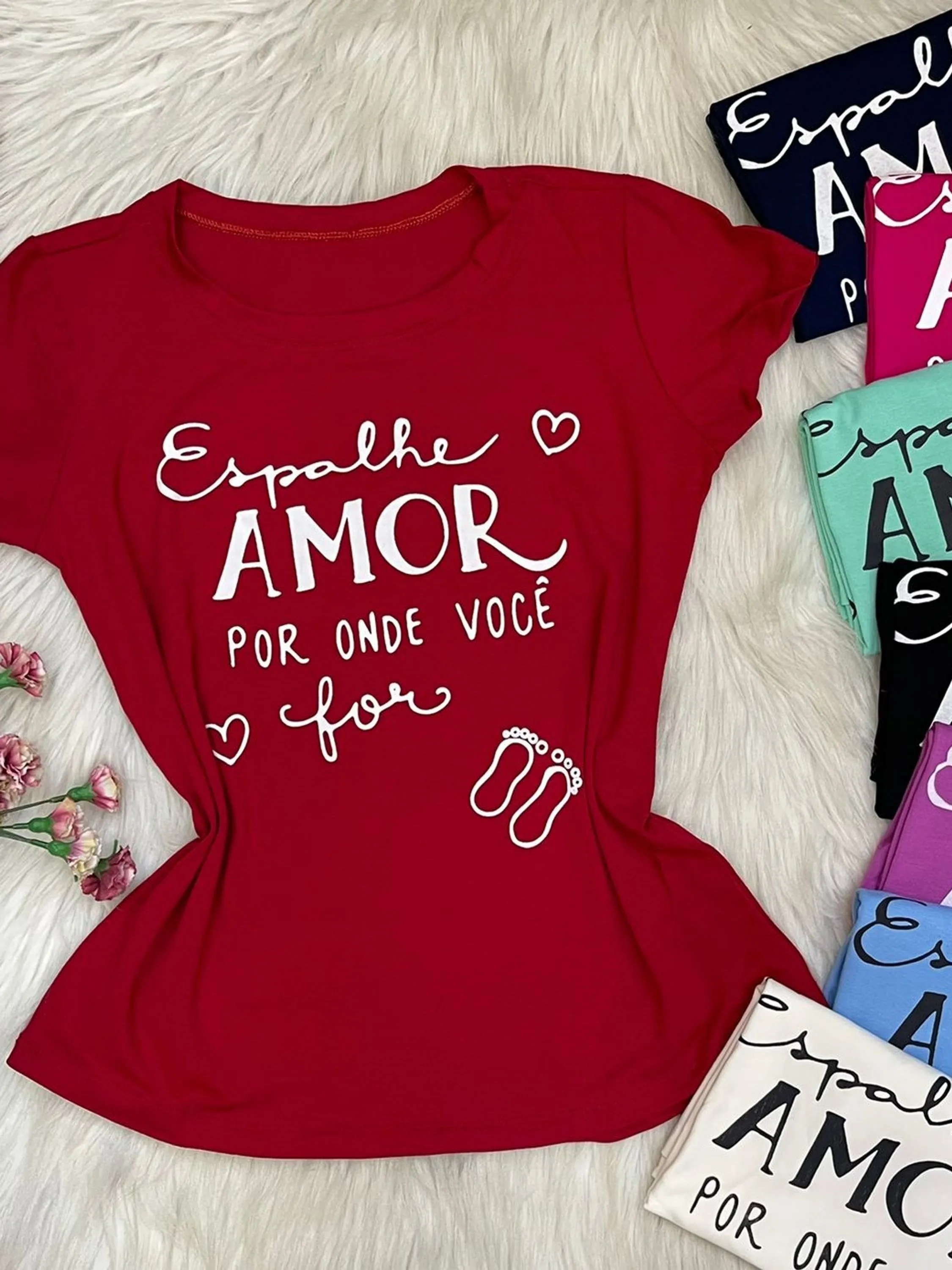 Tshirt estampa "espalhe amor por onde for"