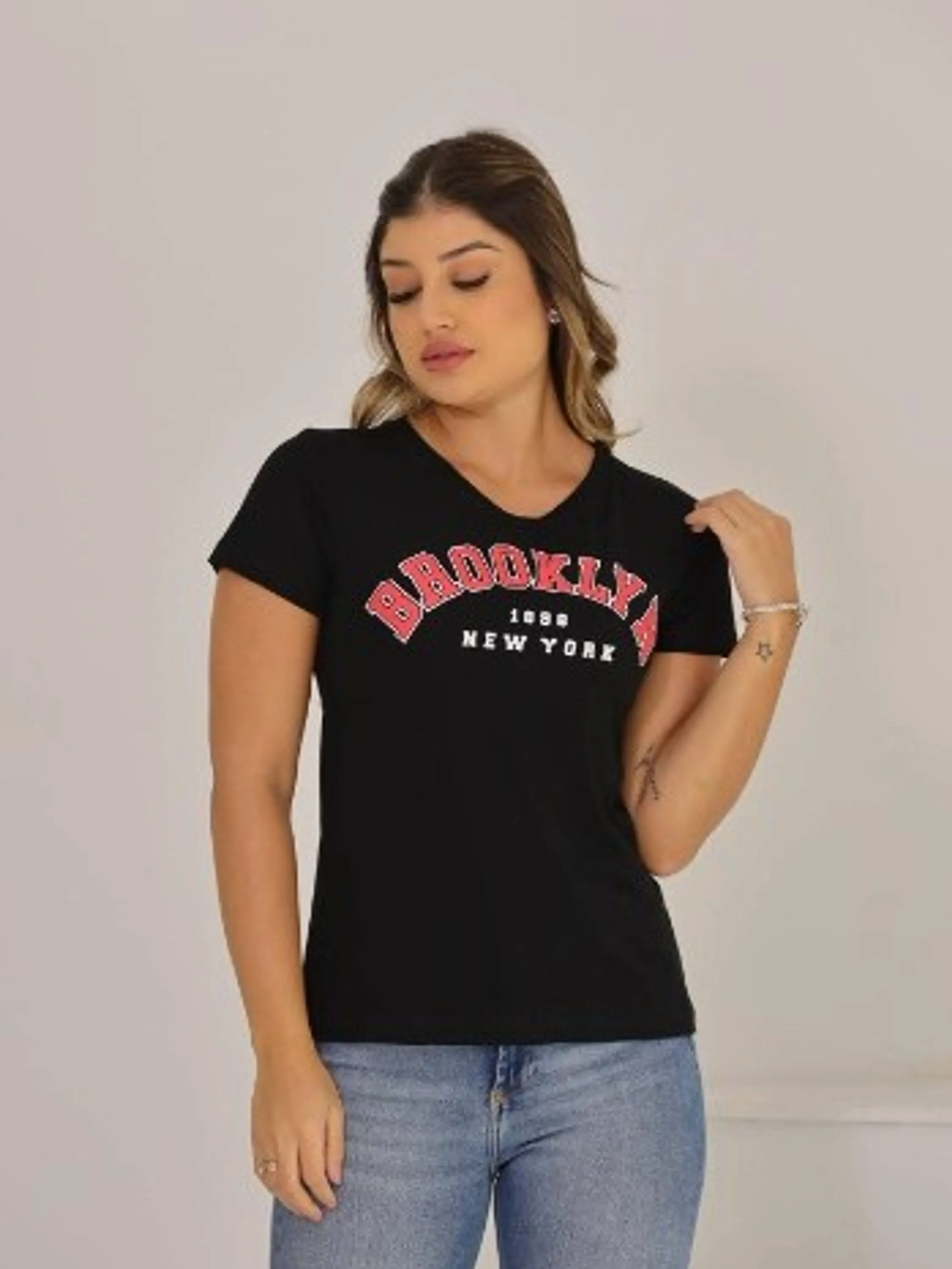 Blusa tshirt estampa Brooklin viscolycra