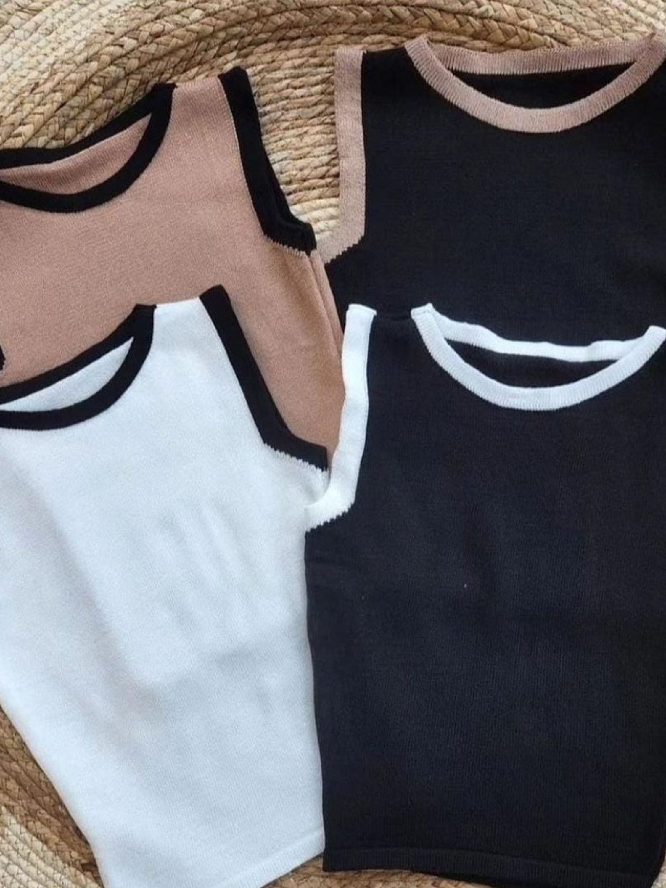 Cropped regata tricot modal bicolor