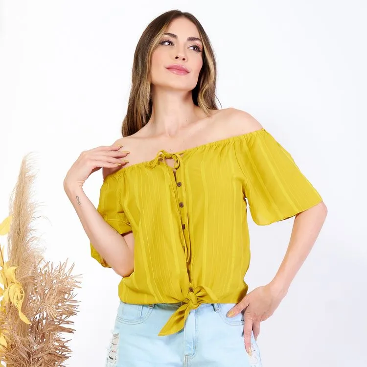 Blusa ombro a ombro feminina verão