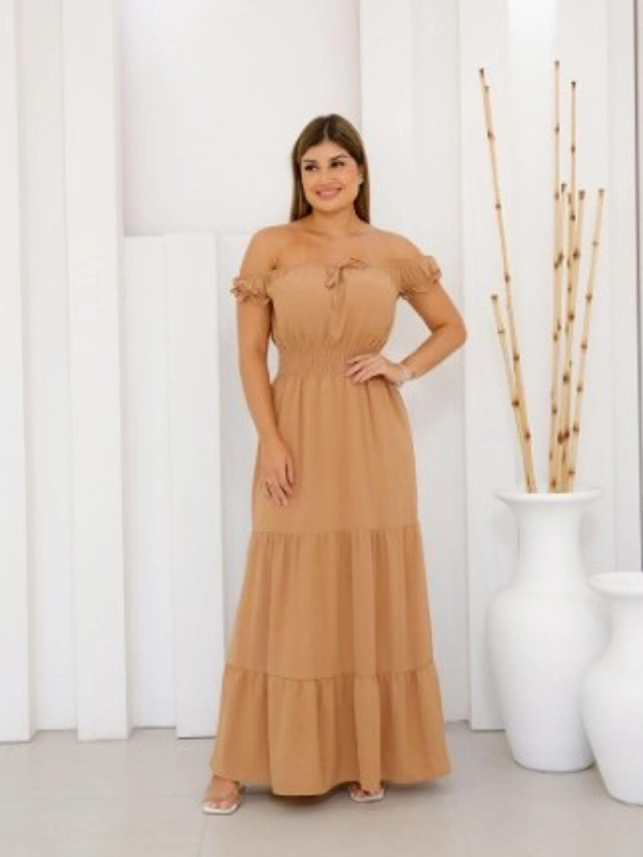 Reposição vestido longo estilo ciganinha V01