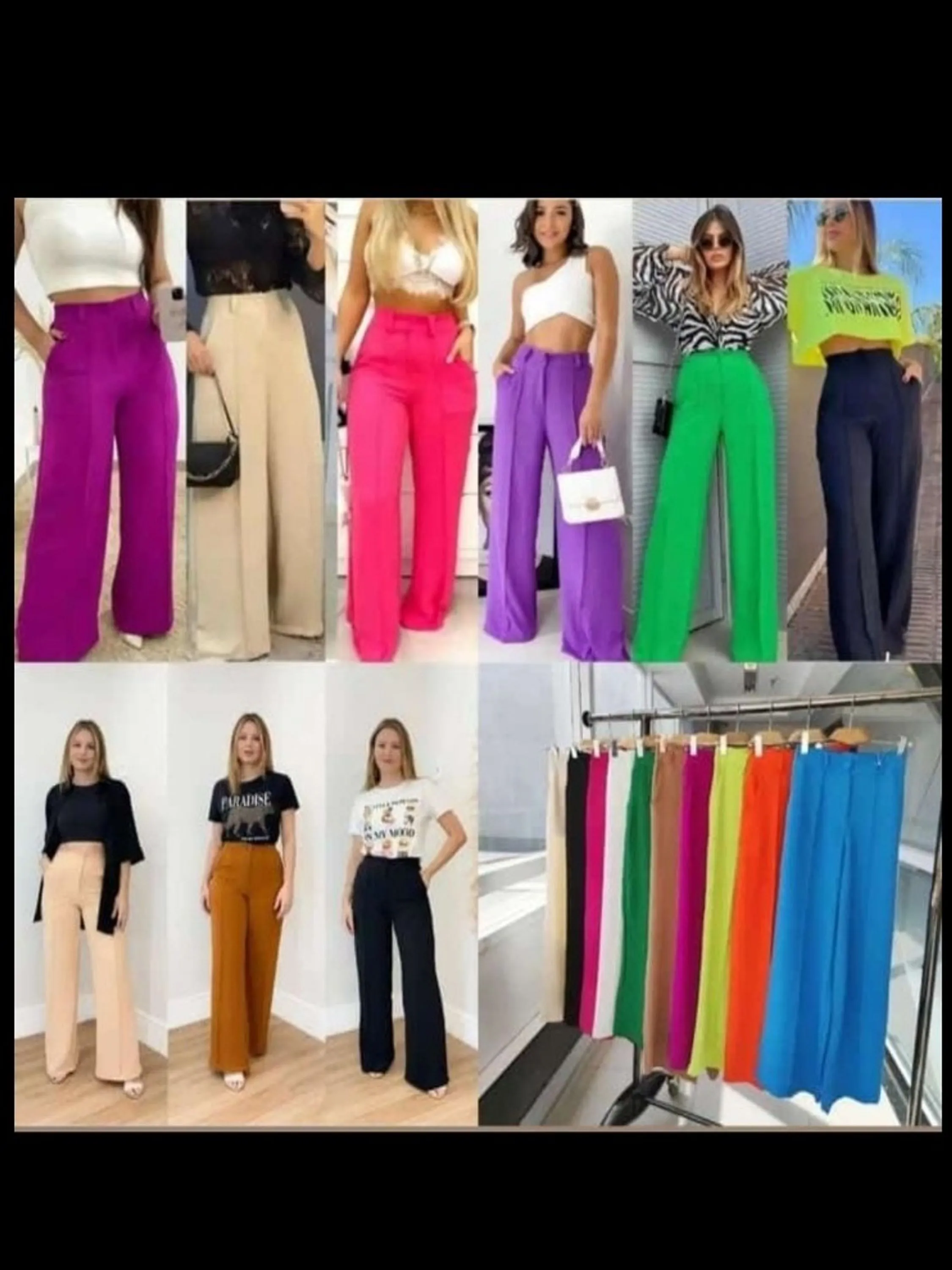 Novidade calça pantalona botão duna sem zíper