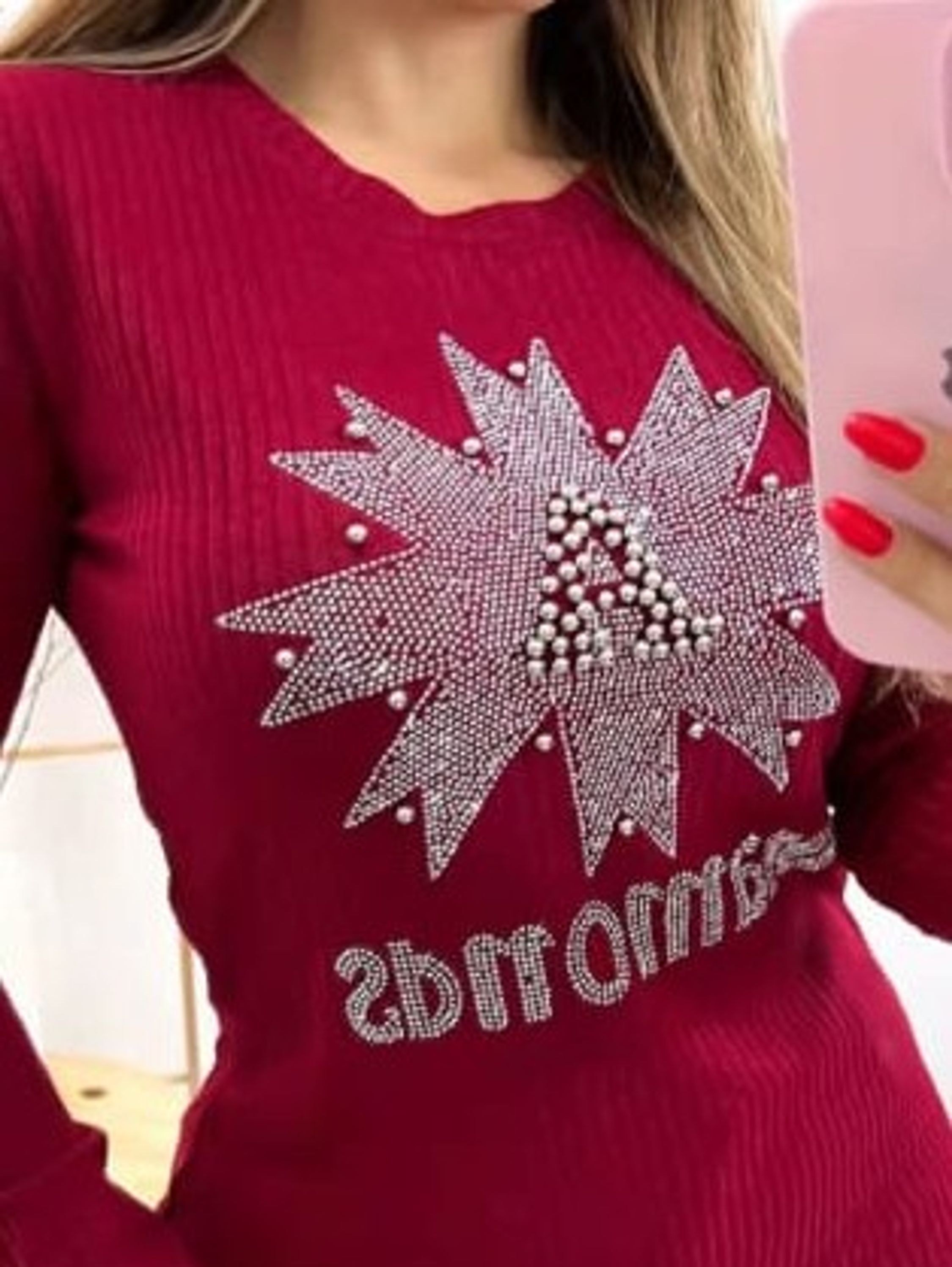 Promoção blusa manga longa tricot canelado so vermelho