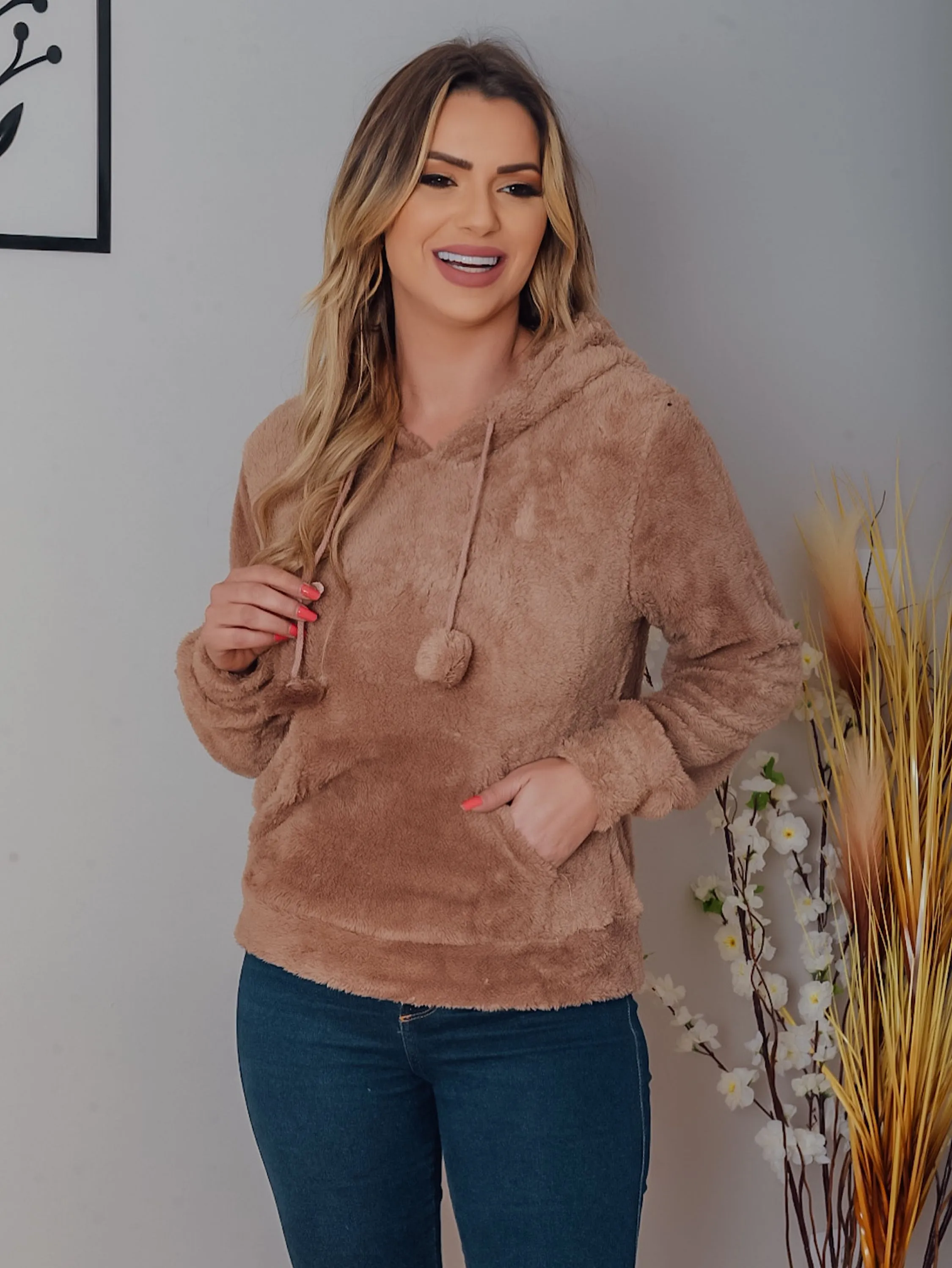 MOLETOM LISO PELUCIA BLUSA FEMENINA INVERNO OUTONO Z3