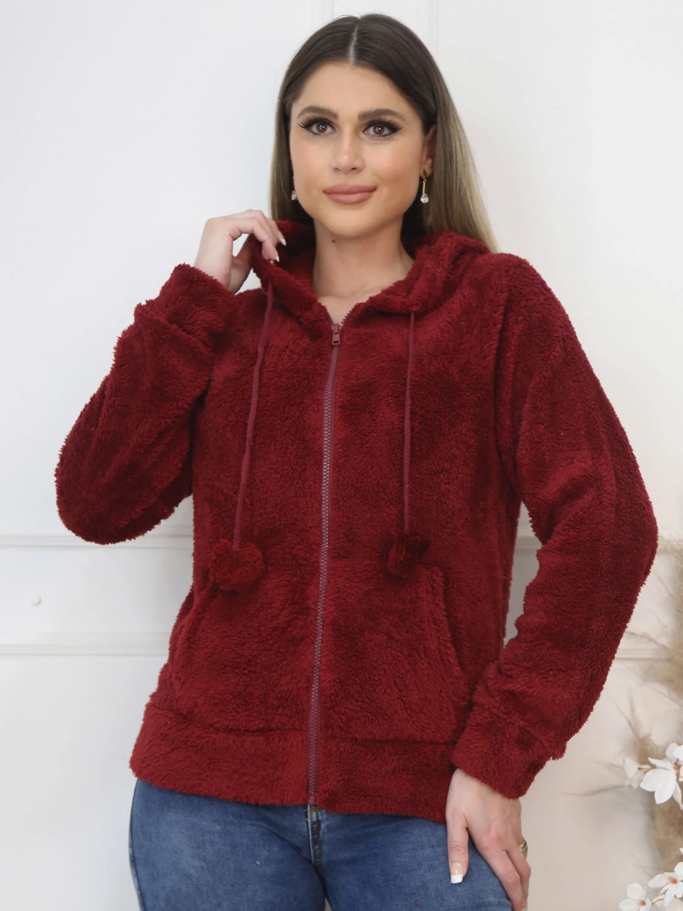 MOLETOM LISO COM PELUCIA CASACO FEMENINA INVERNO OUTONO Z2