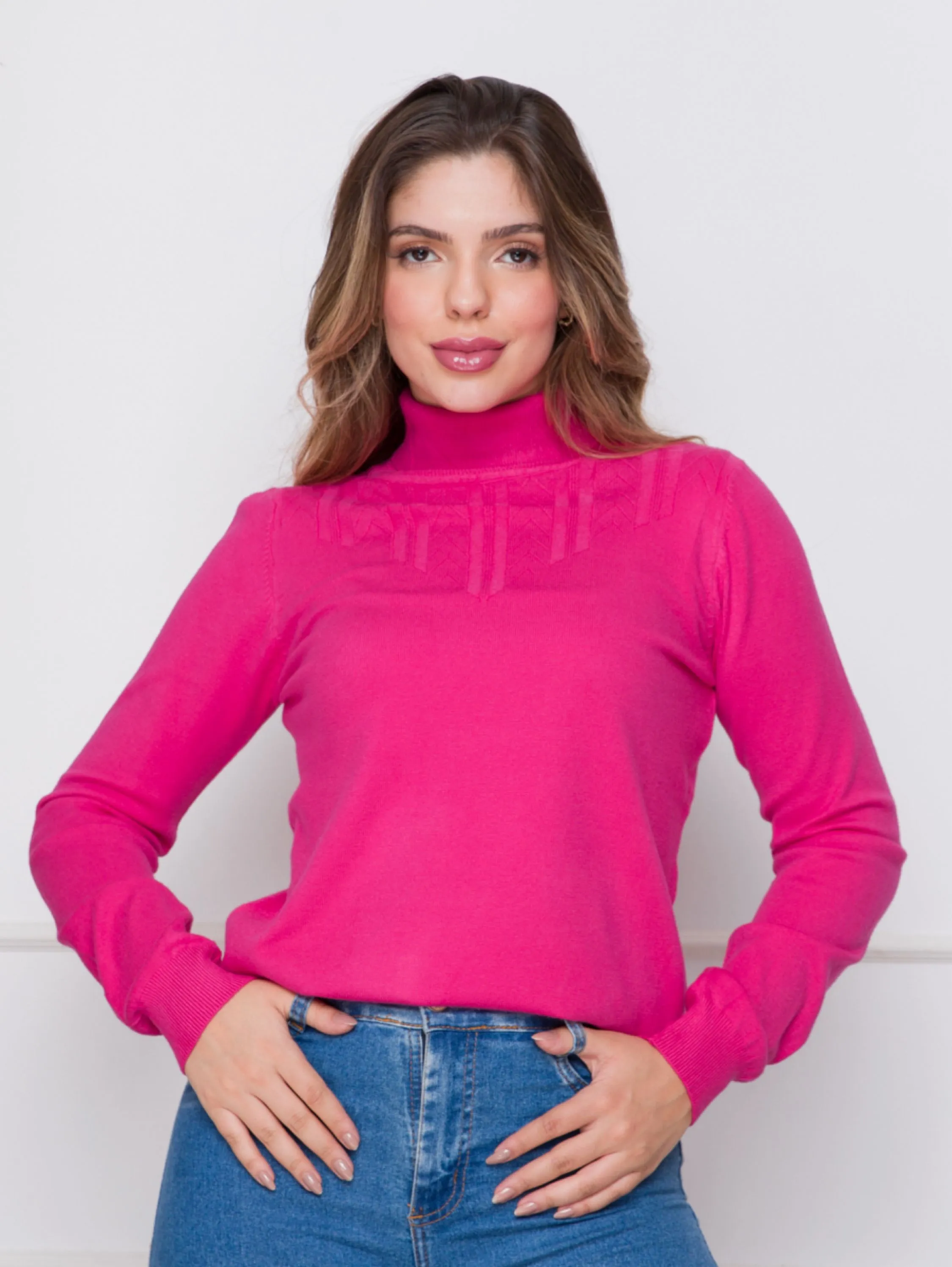 Blusa modal manga longa com detalhes feminina grosso design inverno cacharrel j8815