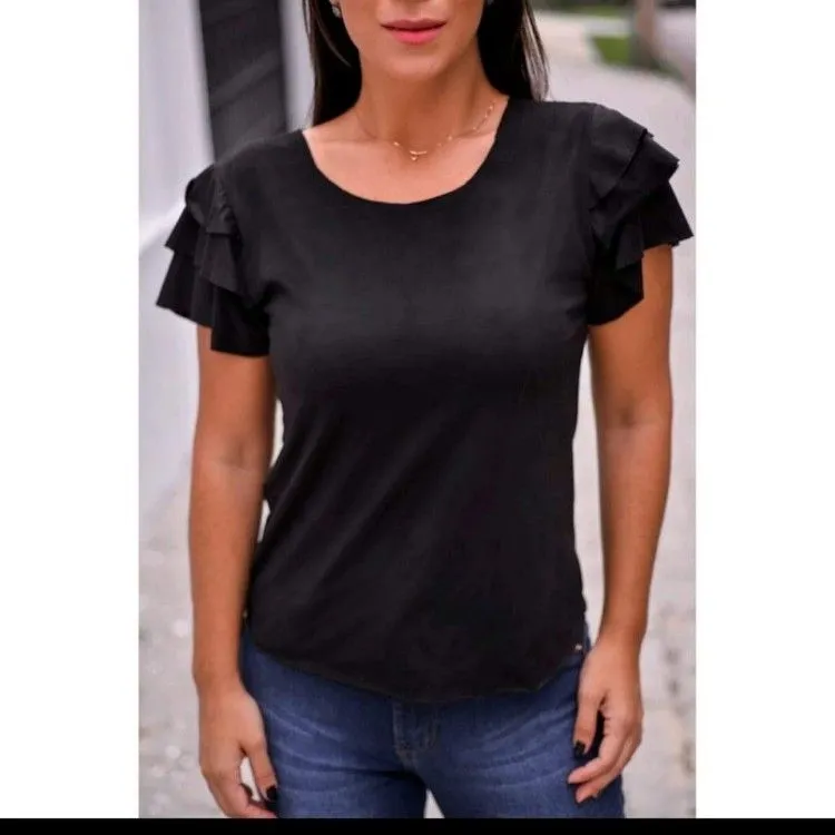 Blusa Suede 3 Babados