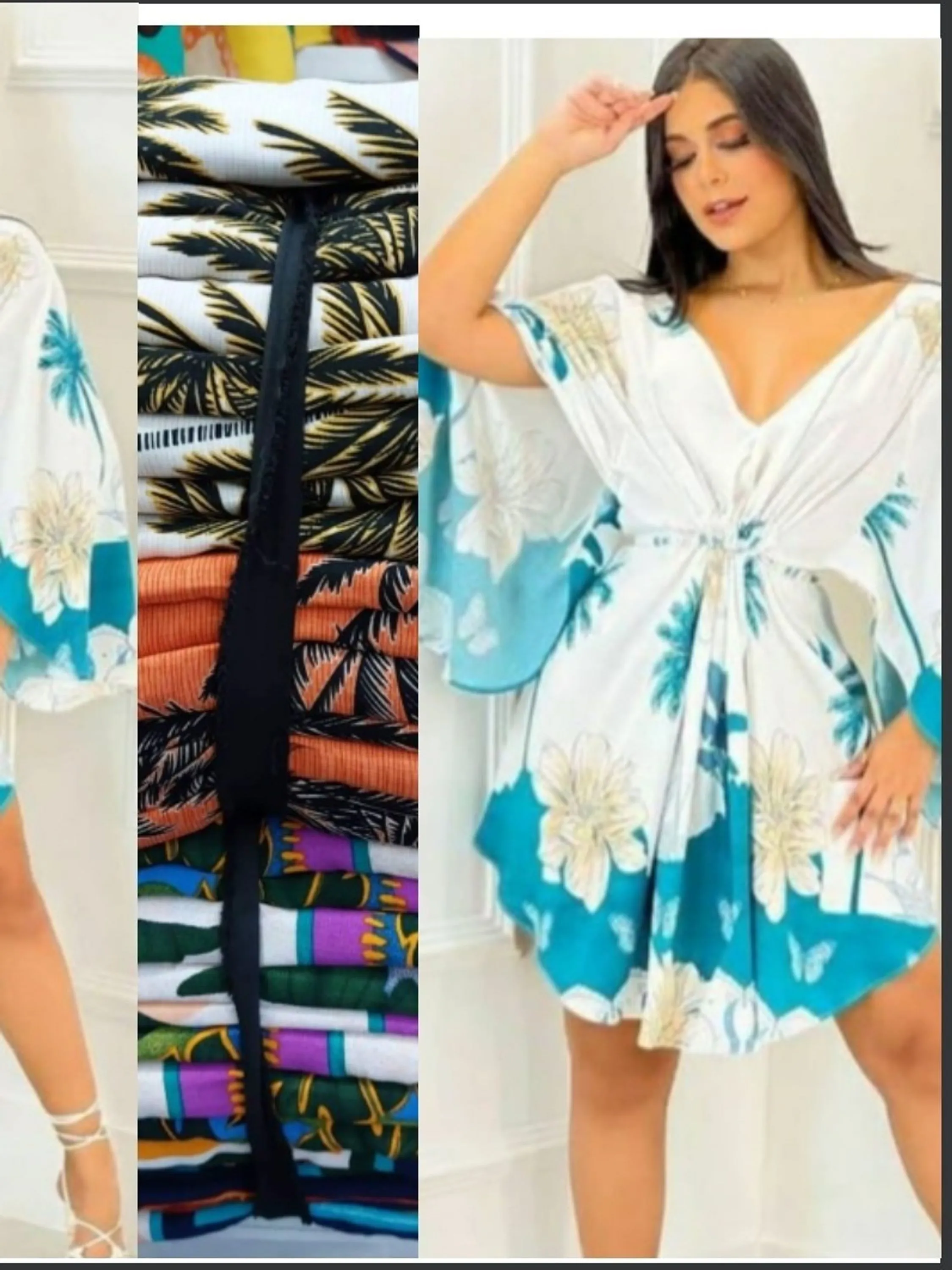 Vestido kimono em tecido duna