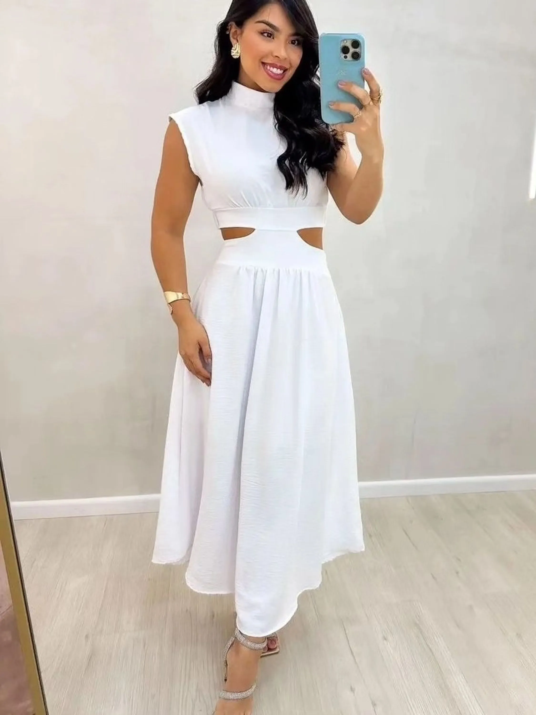 Vestido midi em duna