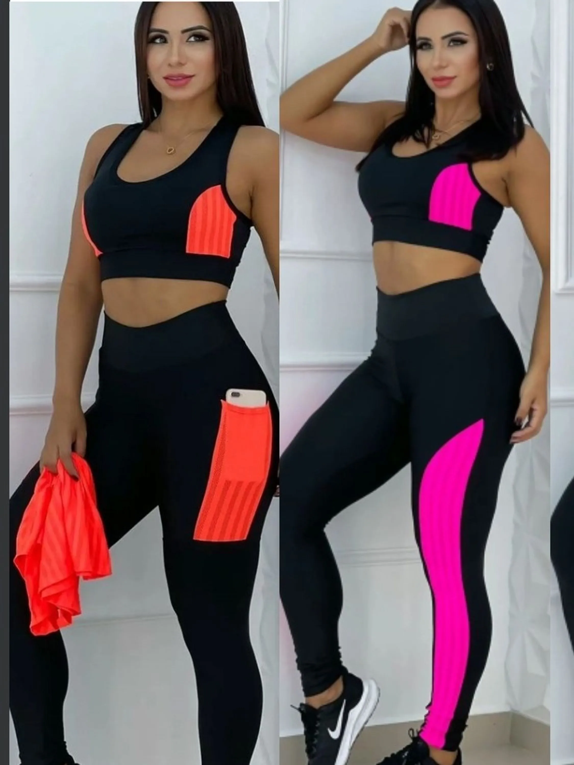 Conjunto fitness em tecido suplex poliéster