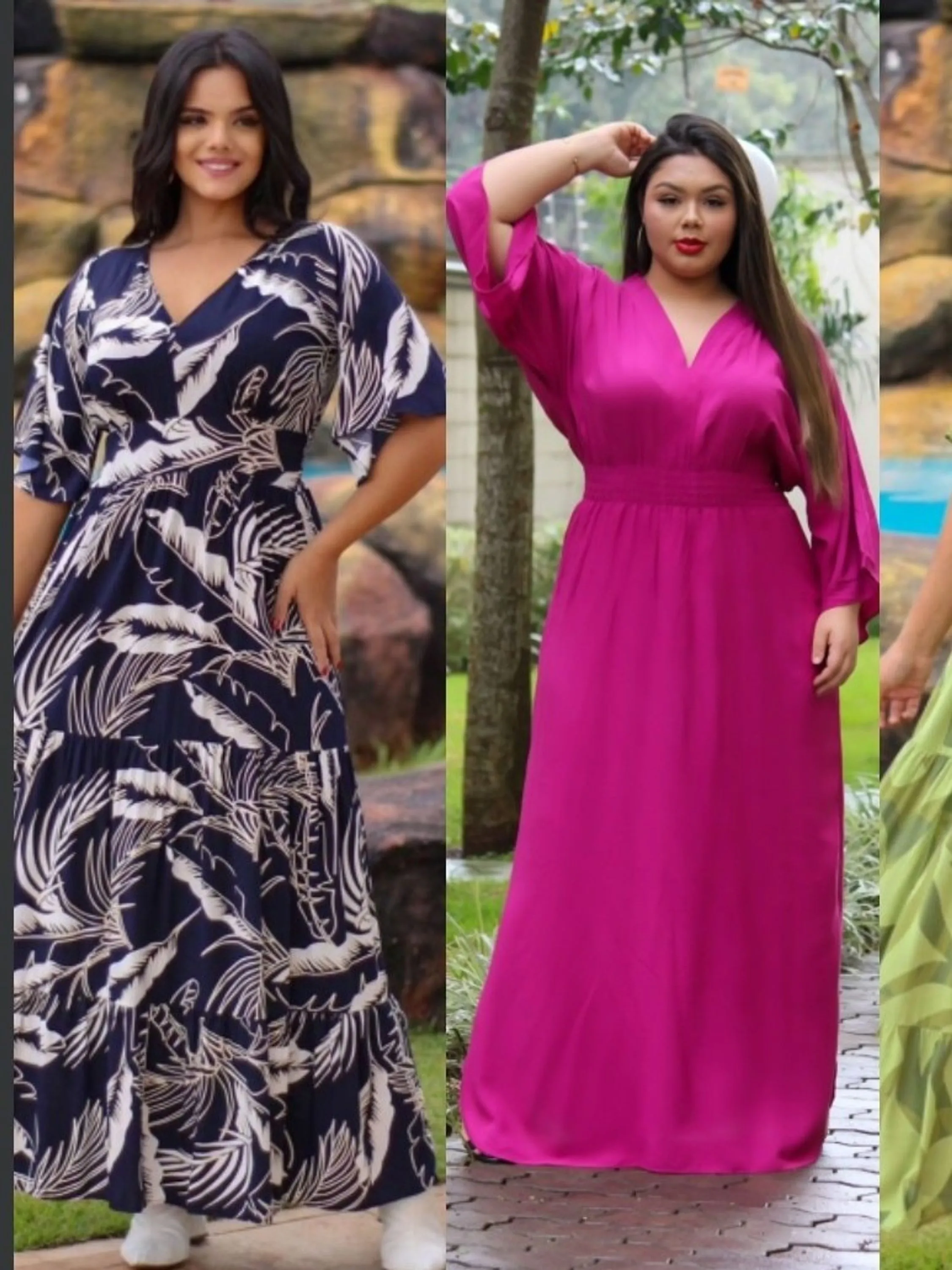 Vestido plus em tecido duna e viscolinho premium