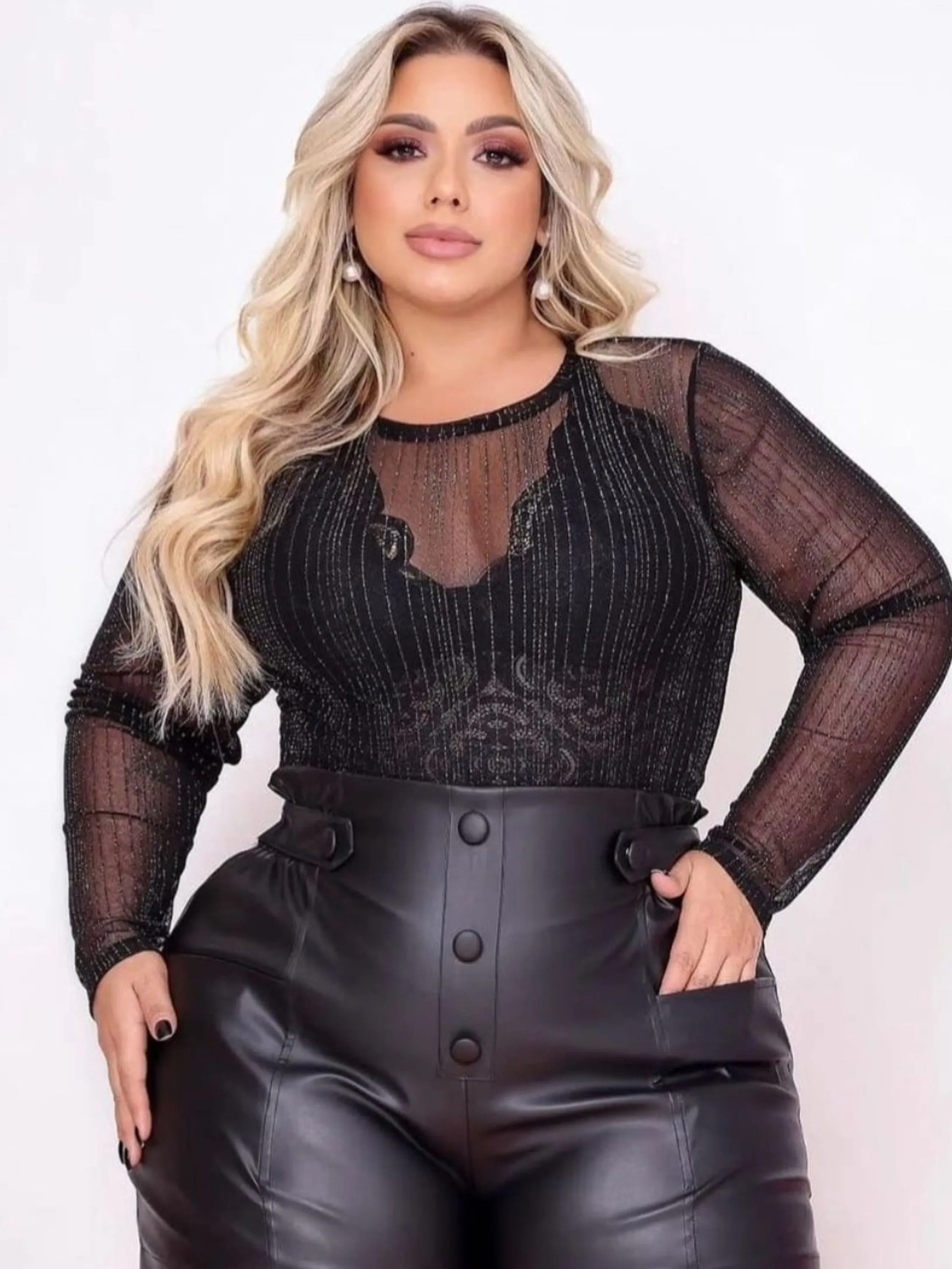 Body Fio de Lurex Plus Size