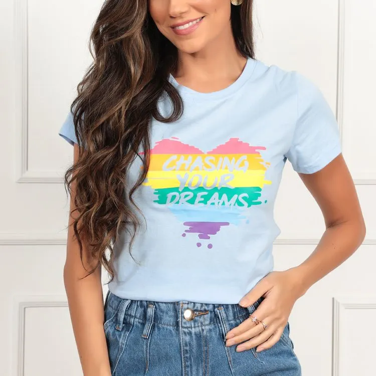 Camisetas Estampado de corações multi colorido