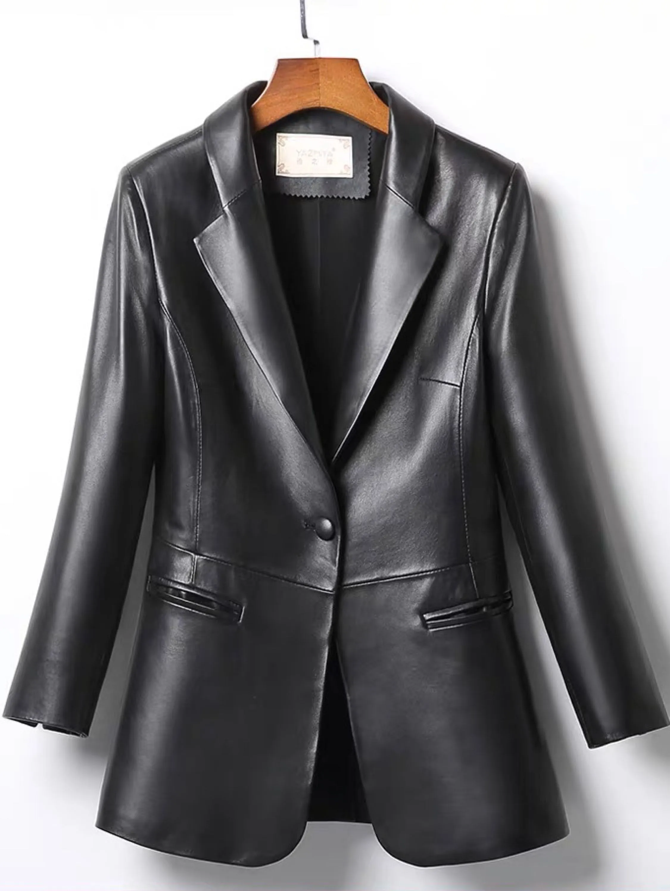 Blazer Couro preto feminino estilosas moda inverno