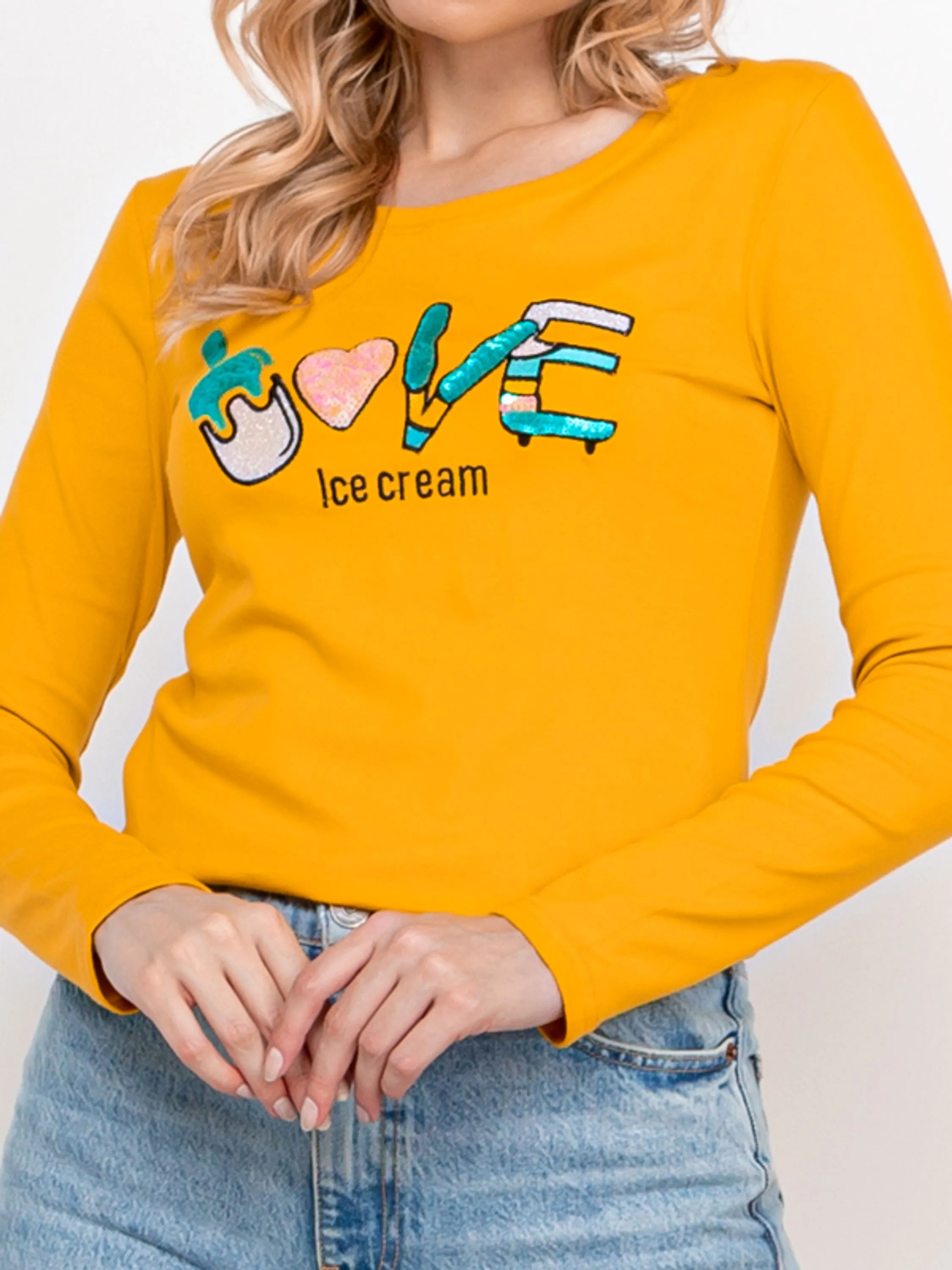 Blusa Feminina Manga Longa Ice Cream W9116