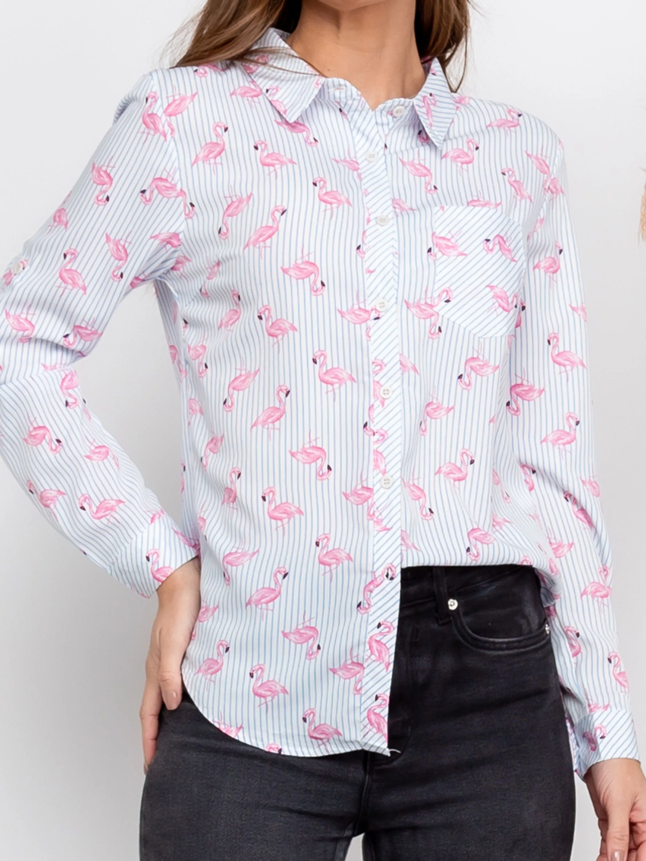 Camisa manga longa Listrada com estampa Flamingo-W8613