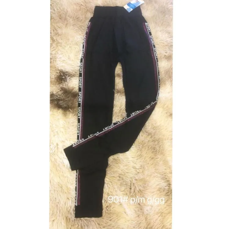 calça leg feminina liso com detalhes laterais 901#