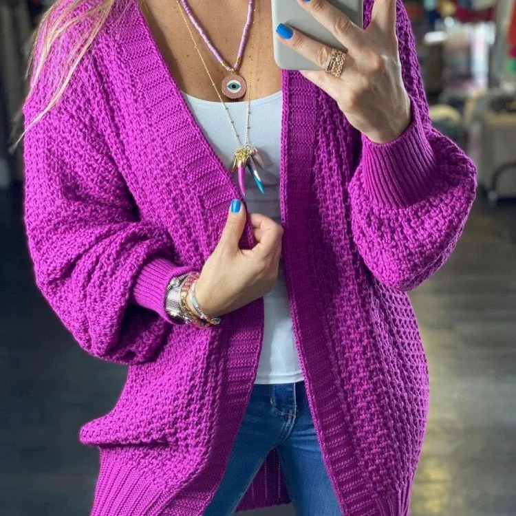 Cardigan tricô manga flgado