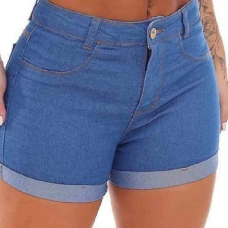 Shorts jeans barrinha com elastano