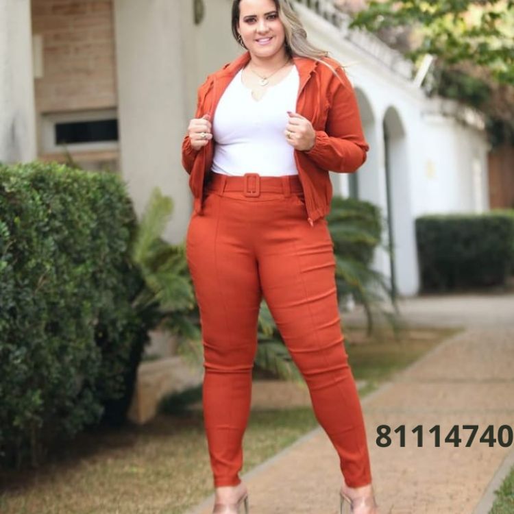 Calça Bengaline com Cinto Plus Size 81114740 LUKI MODAS 0607