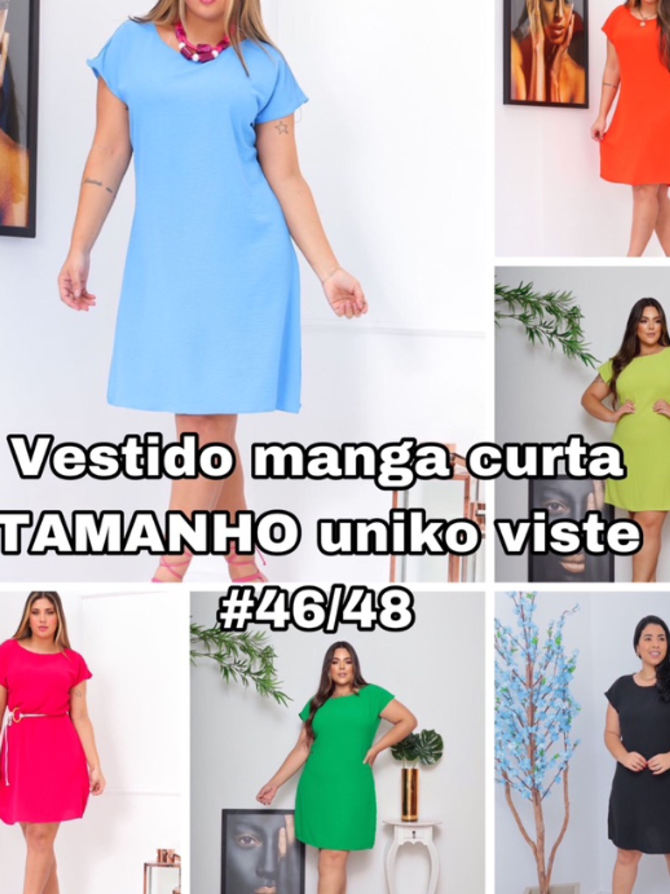 Vestido liso e estando confortável cores Variadas e estampas