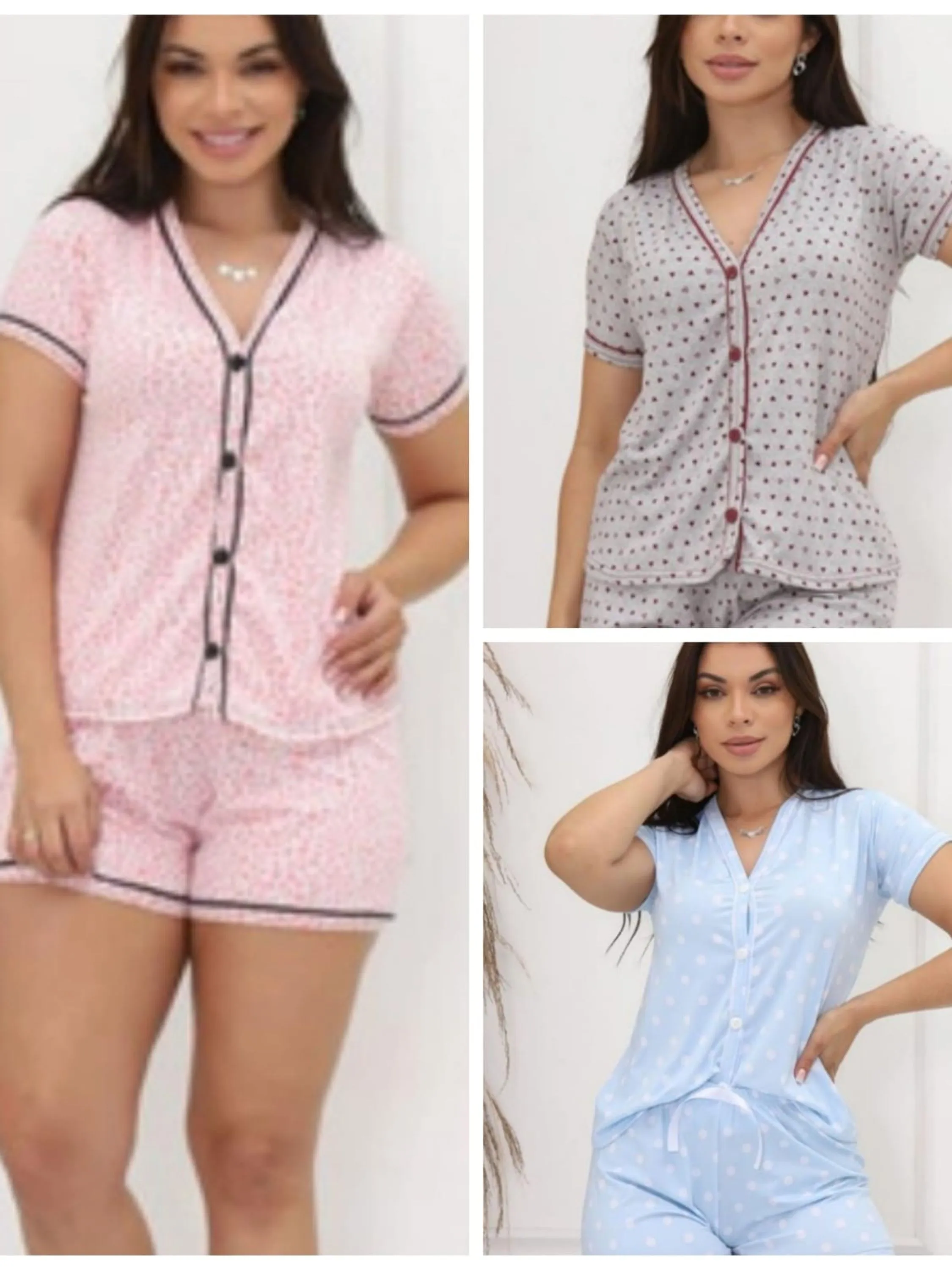 Pijama feminino Suede estampas e cores Variadas v