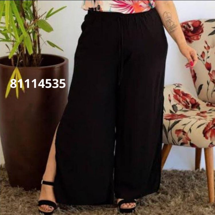 Calça Pantalona Com Fenda Plus Size 81114536 LUKI MODAS
 2705