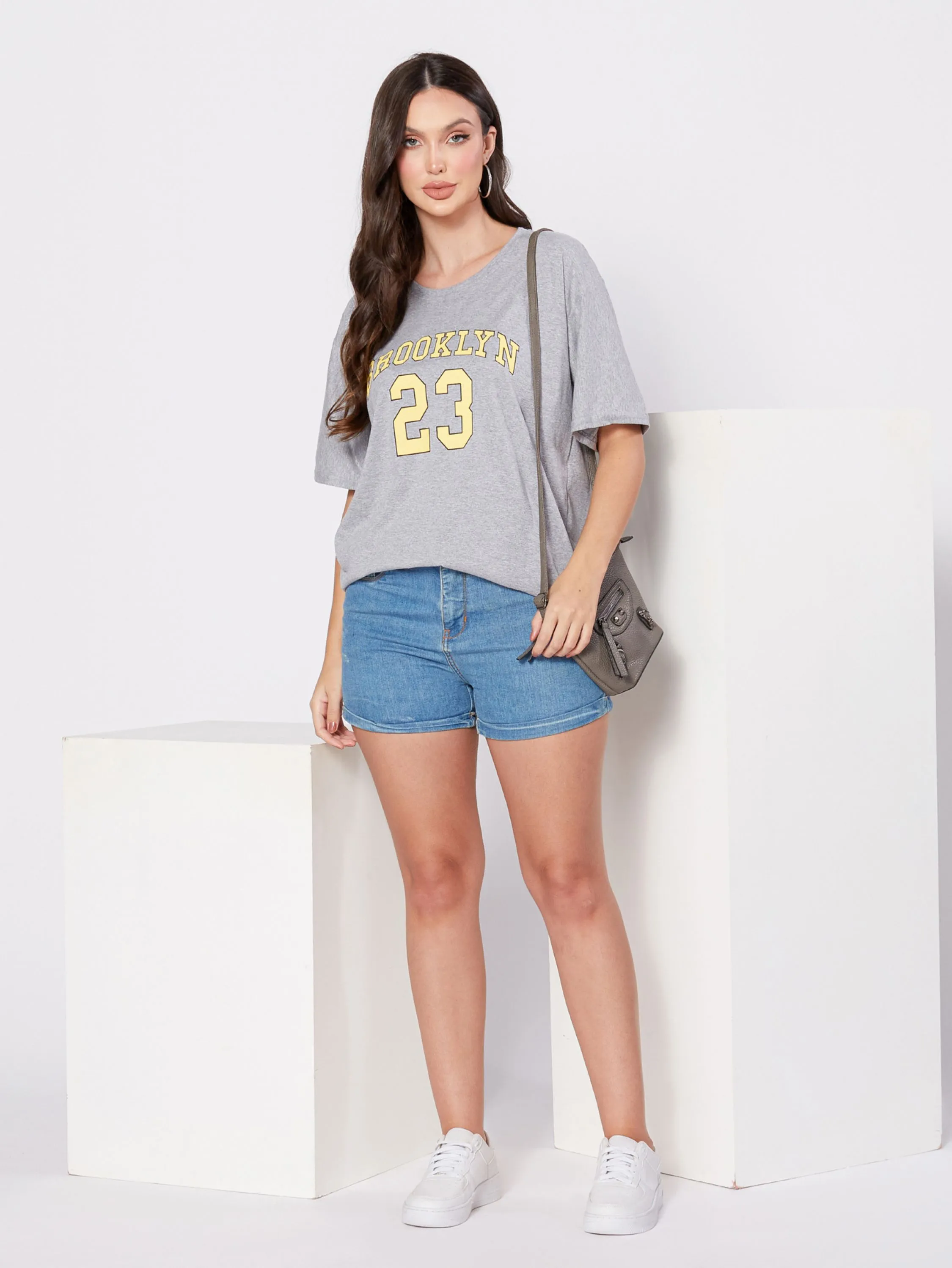 Blusa longo T-shirt algodão oversized estampa Brooklyn 23