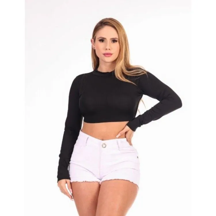 REF 347 CROPPED MANGA LONGA FEMININA SUPLEX