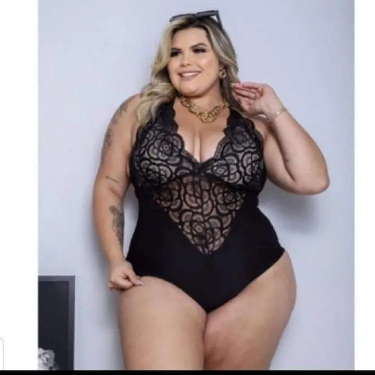 BODY FEMININO COM RENDA PLUS SIZE COM BOJO LINGERIE MODA SEXY REF-460