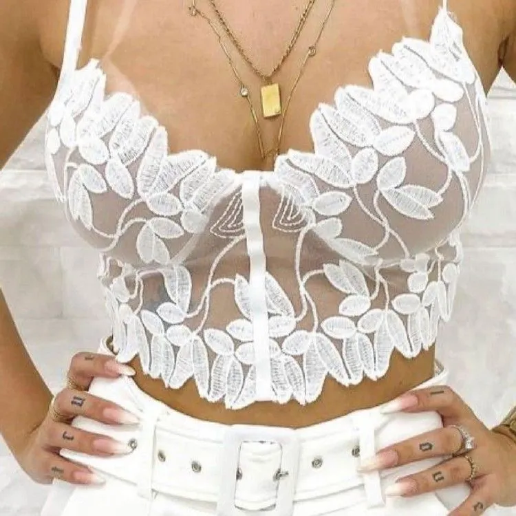 Top Renda Glamour Croped de Renda Modinha Gringa Balada