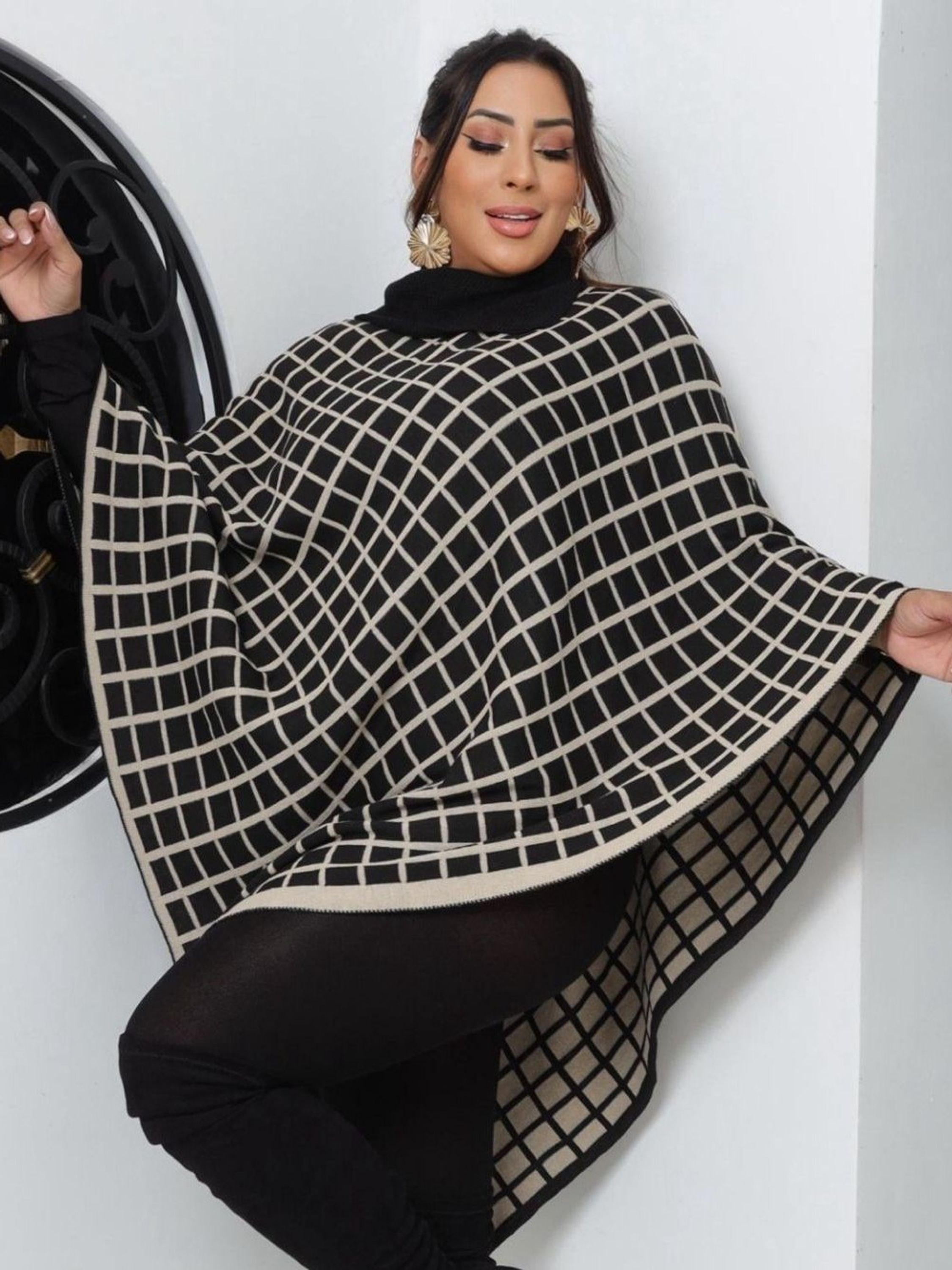 Poncho Quadradinho Moda Blogueira Moda Inverno Casaco Feminino