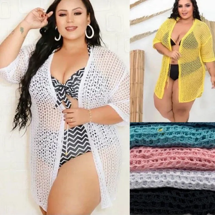 Saída Plus Size Aberta Praia e Piscina Moda Praia Moda Blogueira