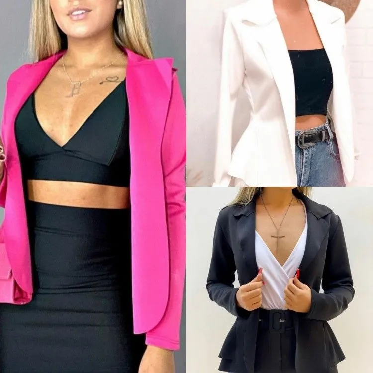 Blazer Neoprene Moda Blogueira Modinha Boutique Outono Inverno