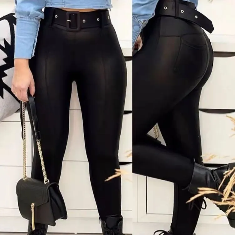 Calça leggings tecido cirrê estica com cinto Maya modas