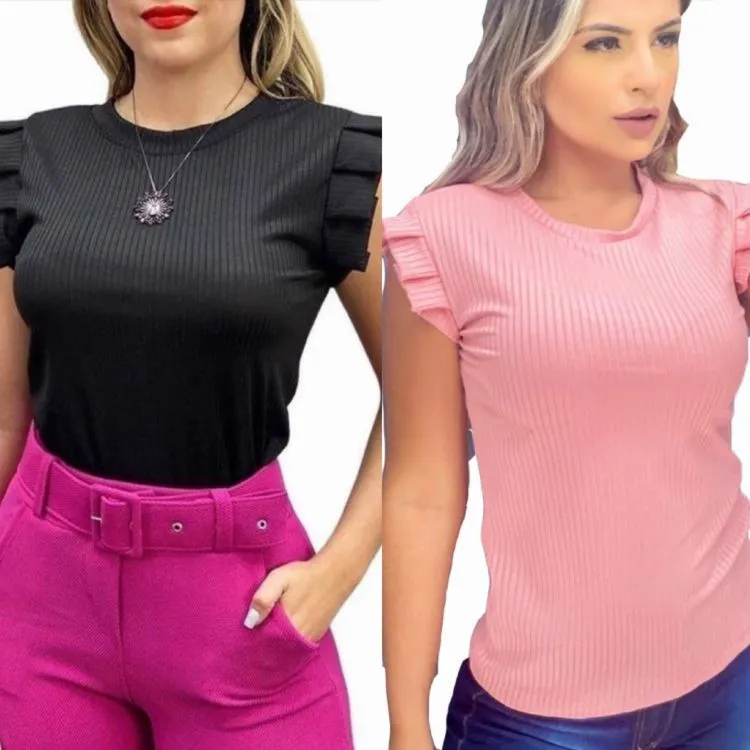 Blusa tecido canelada estica Maya Modas