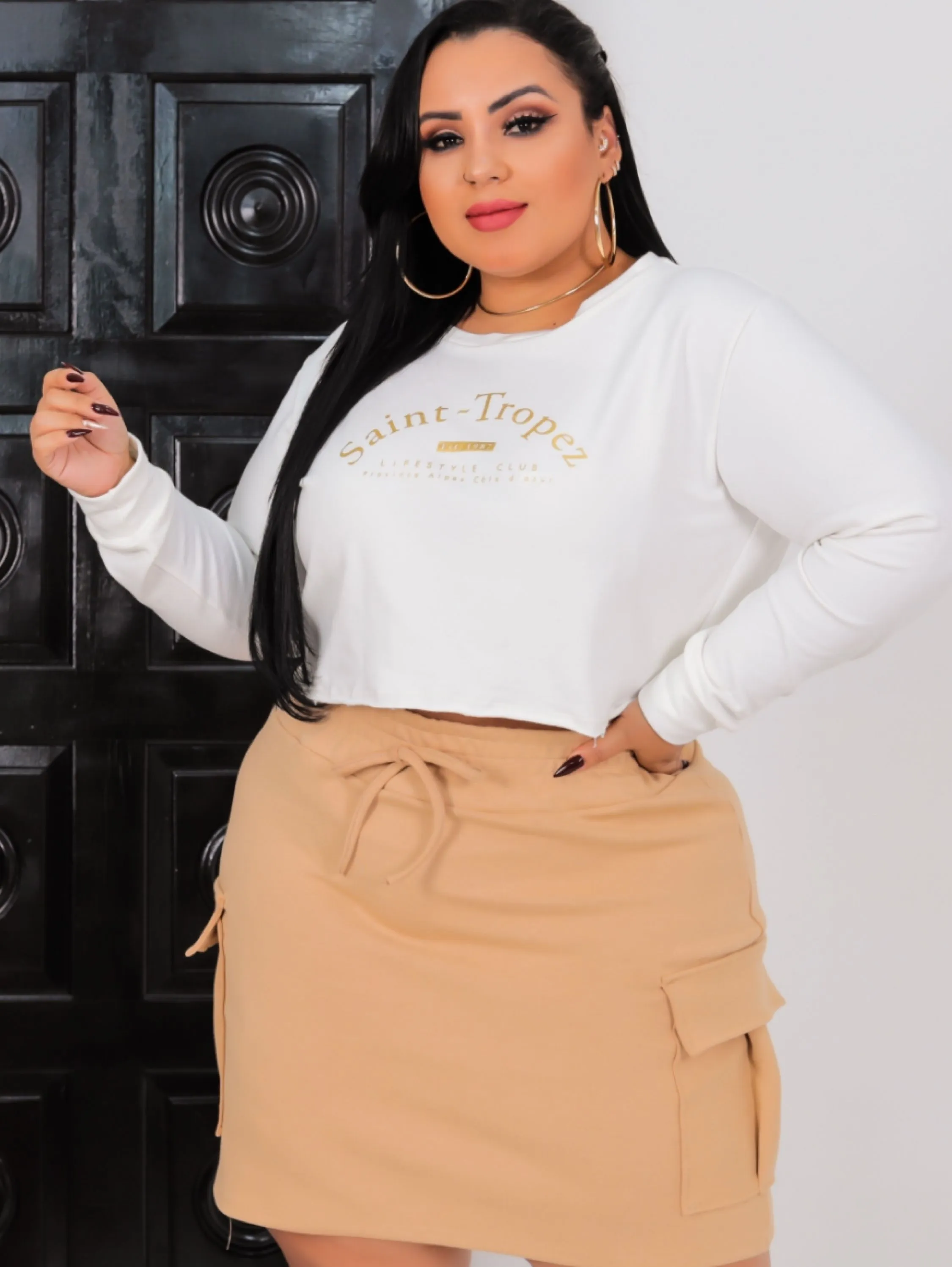 PLUS SIZE Saia cargo moletinho GG G2