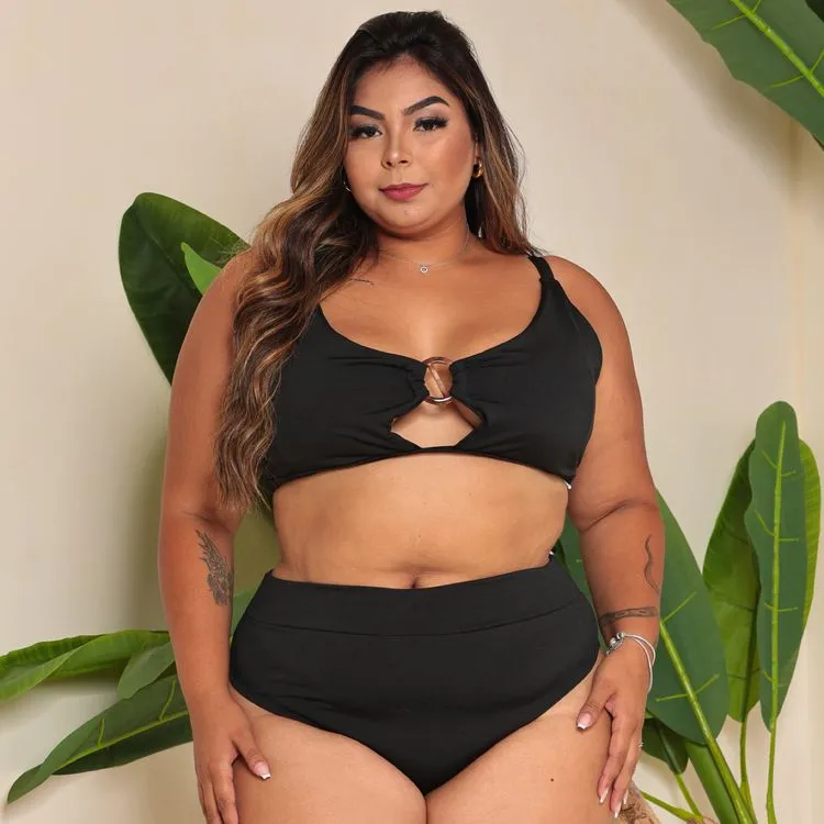 PLUS SIZE Conjunto biquíni com argola bojo removível