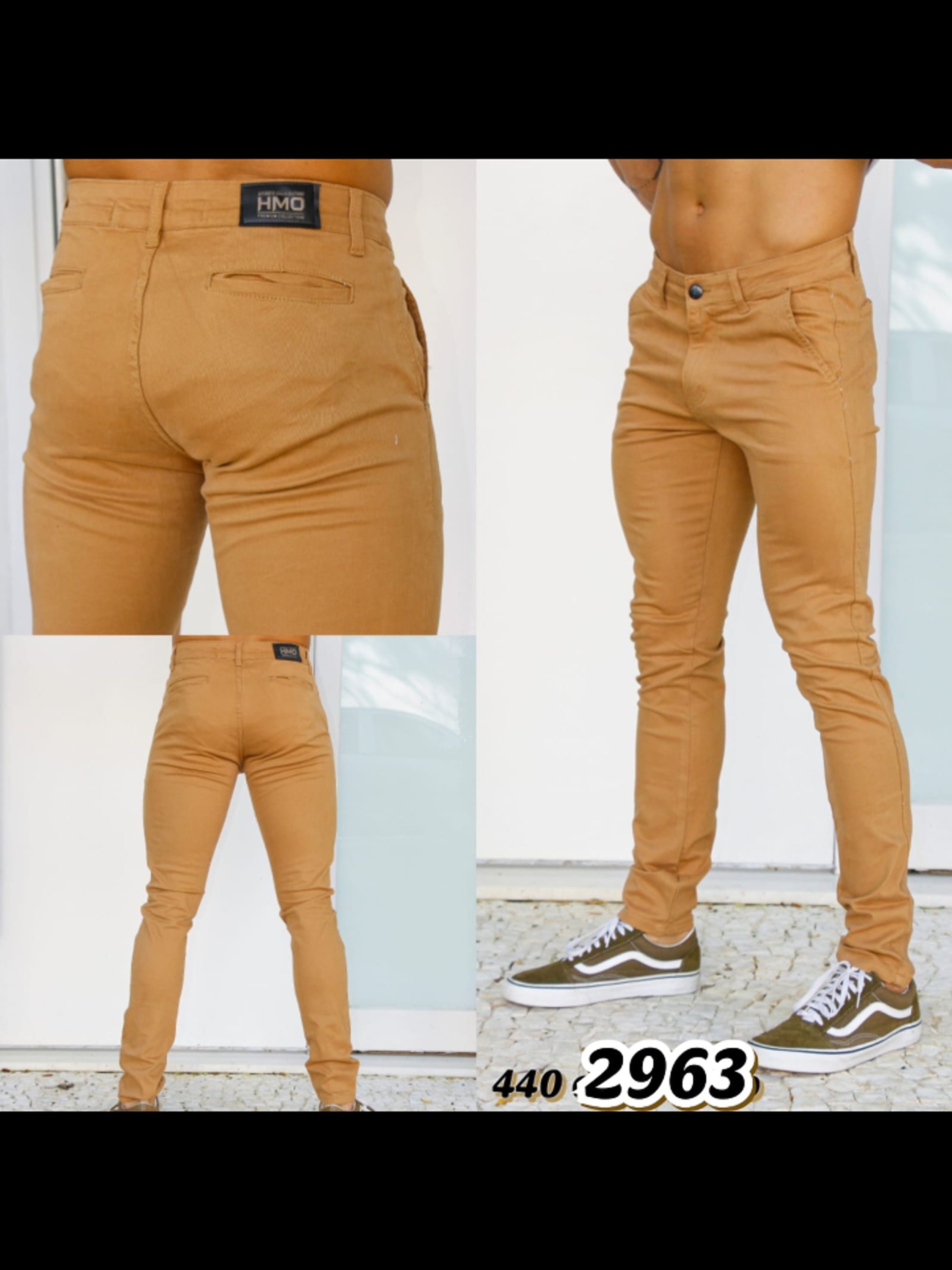 Calça de sarja Bolso Faca modelo Slim exclusividade,o tecido em sarja  caramelo.