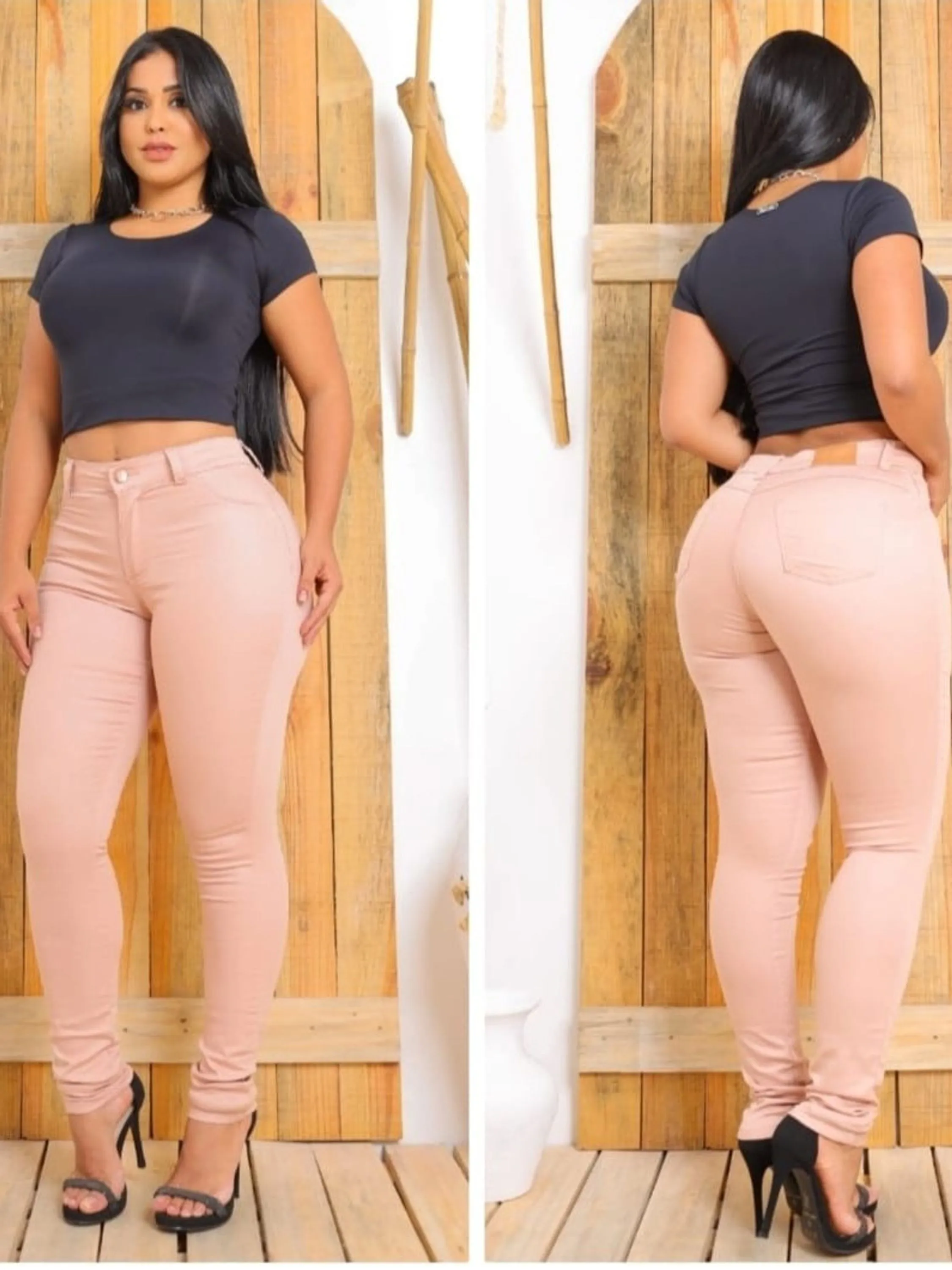 Calça de sarja cor Rose tamanhos 36 ao 46