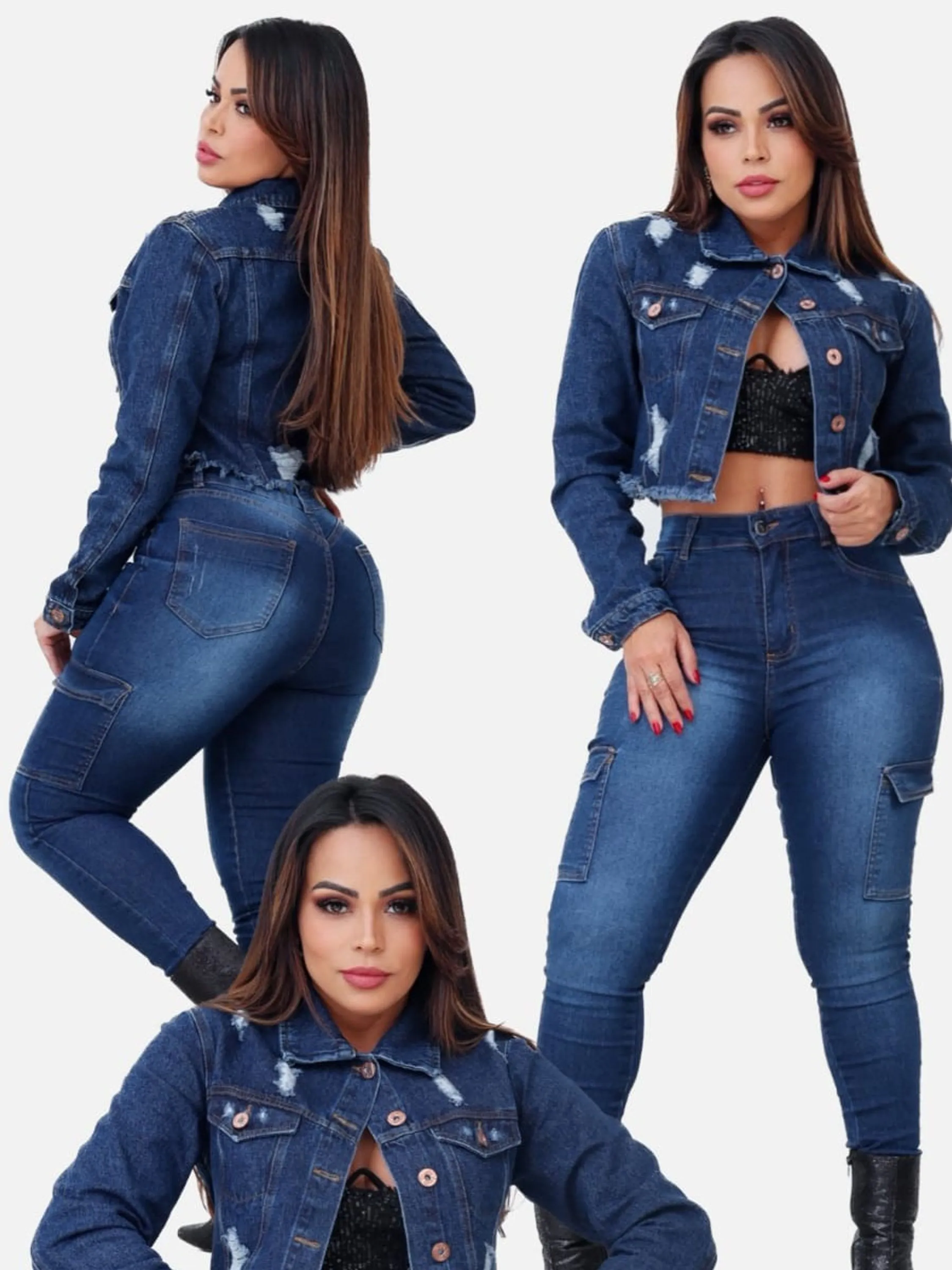 Jaqueta jeans destroyer modelo curto  Premium super estilosa.