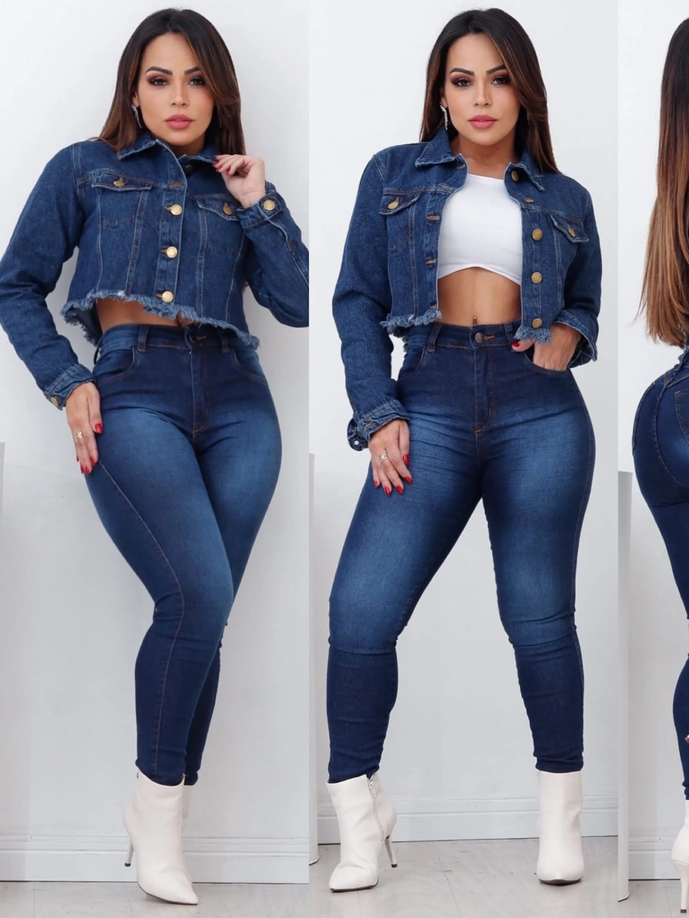 Jaqueta jeans feminina Básica tamanhos p.m.g.gg,o melhor jeans do mundo